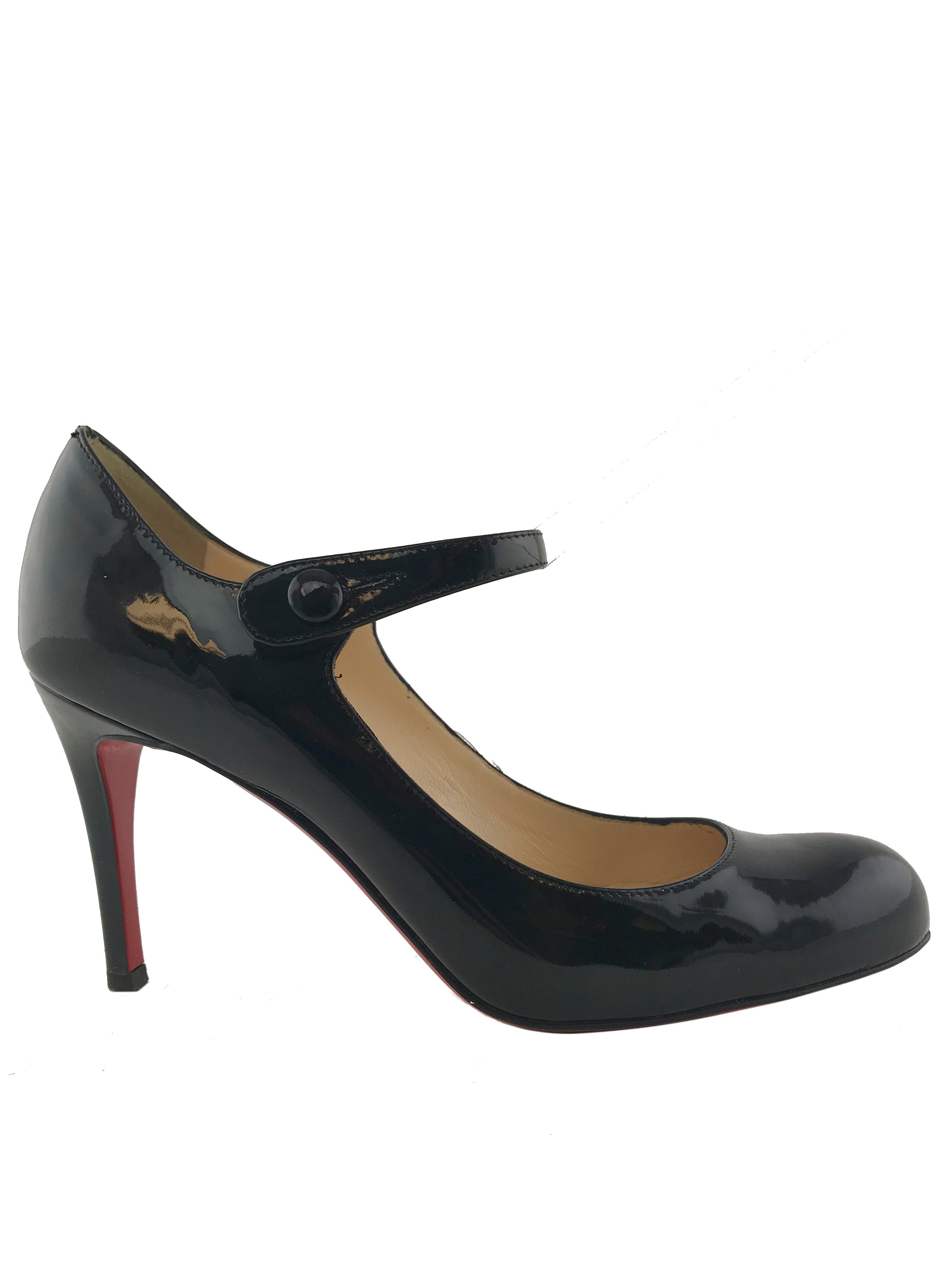 Christian Louboutin Red Patent Leather Sock 70mm Mary Jane Pumps Women's Size 6.5 - Perfect for Weddings, Parties & Formal Events