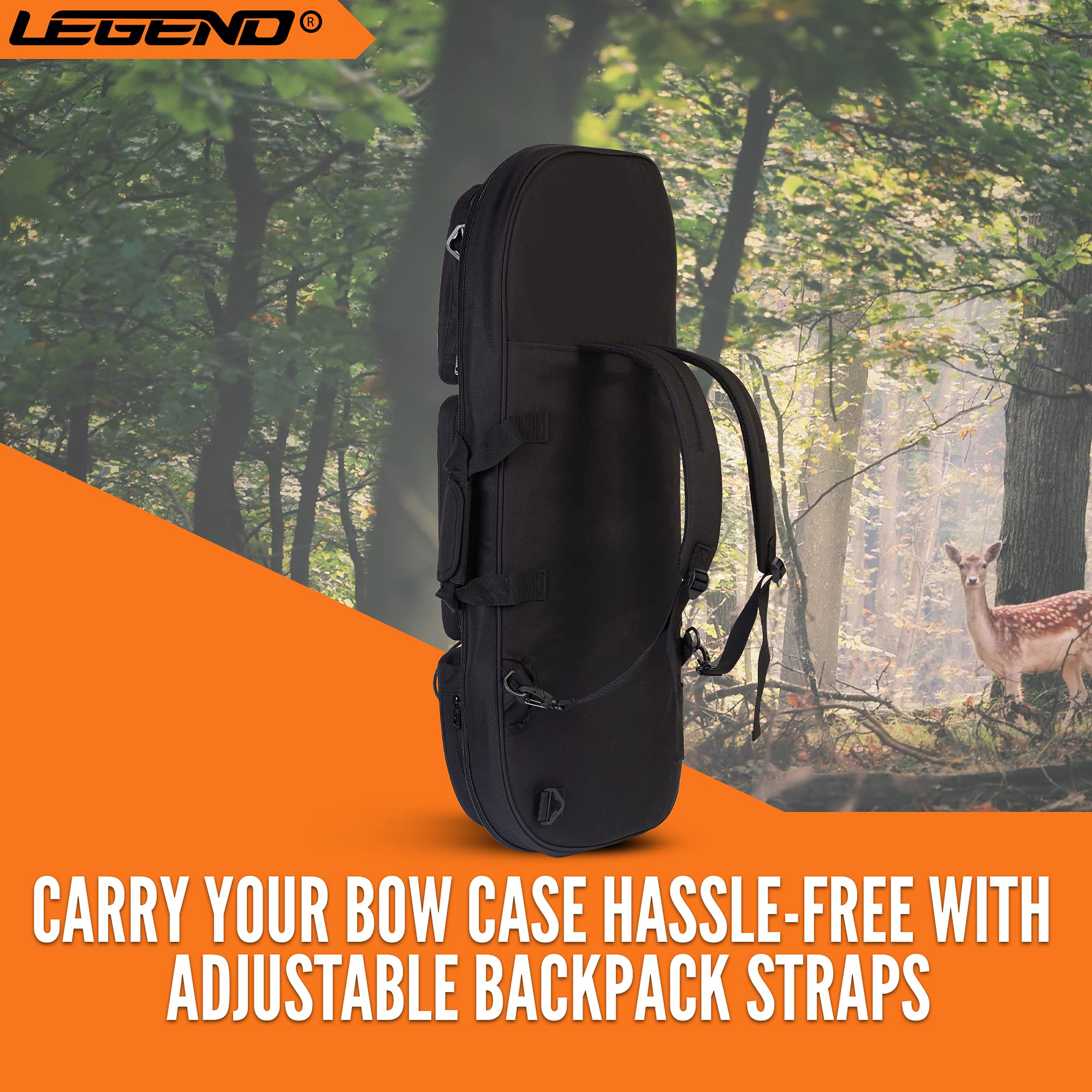 LEGEND Alpha Compound Bow Case - Waterproof Archery Bow Bag with Backpack & Shoulder Straps - Fits 37
