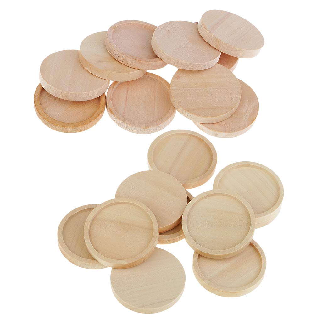 20Pcs Unfinished Wooden Round Bezel Pendant Trays for DIY Jewelry Making - Perfect for Necklaces, Earrings & Craft Projects - Natural Wood Jewelry Supplies for Handmade Accessories