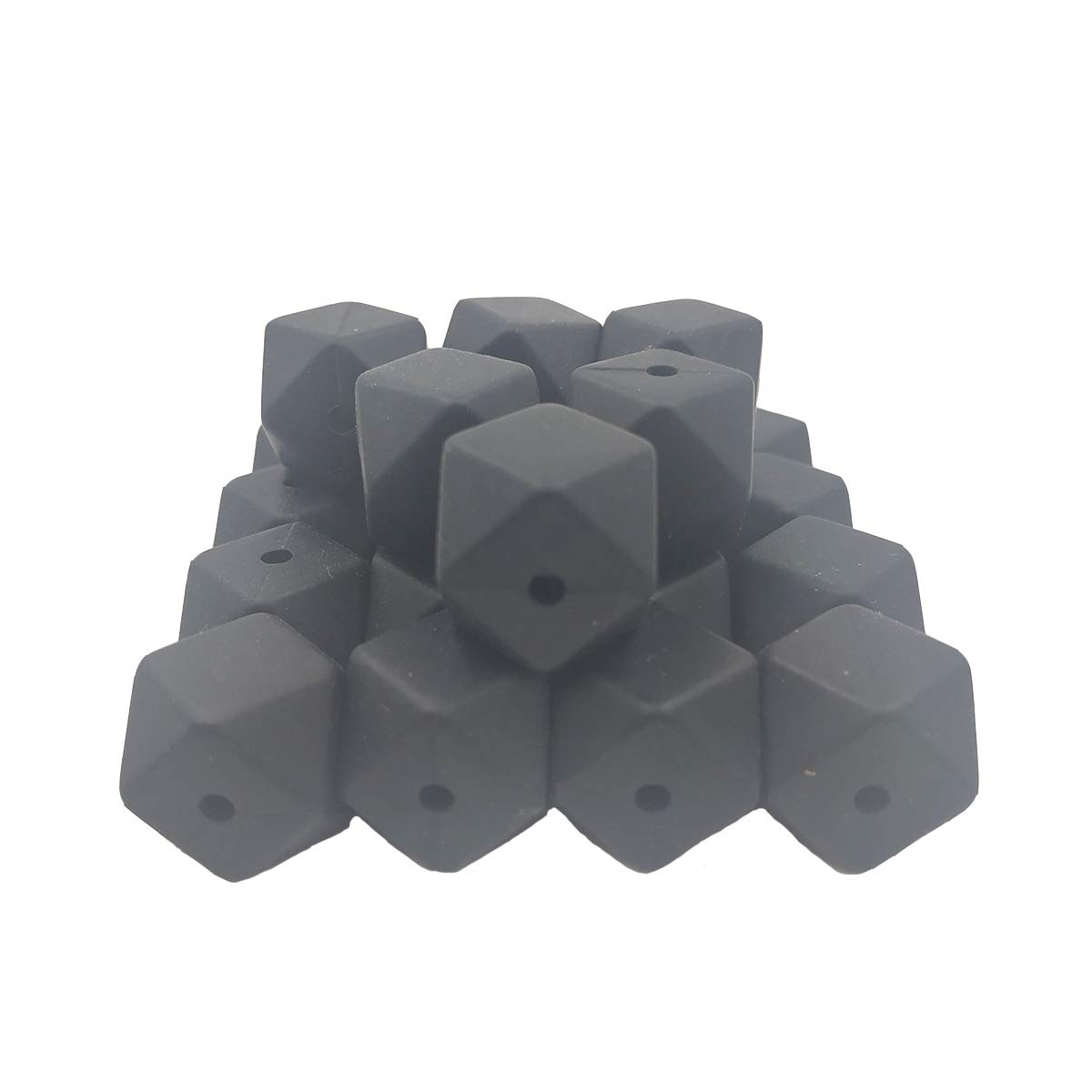 Hexagonal Silicone Beads 14mm for Jewelry & Keychain Making - 50pcs Bulk Craft Beads