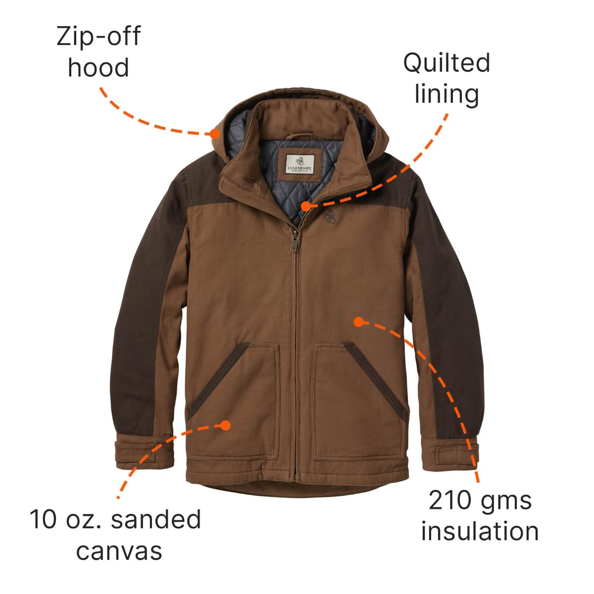 Legendary Whitetails Men's Canvas Cross Trail Workwear Jacket - Durable Outdoor Coat for Hunting, Hiking & Camping - Water-Resistant Canvas Work Coat for Cold Weather Adventures