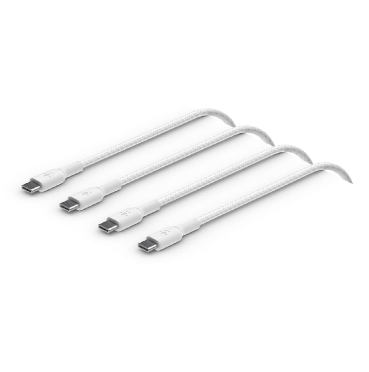 Belkin BOOSTCHARGE USB C to USB C Cable, 2m/6.6ft, Fast Charging & Data Sync, Nylon Braided, White (2-Pack) - Perfect for iPhone 15, Samsung Galaxy, MacBook & More