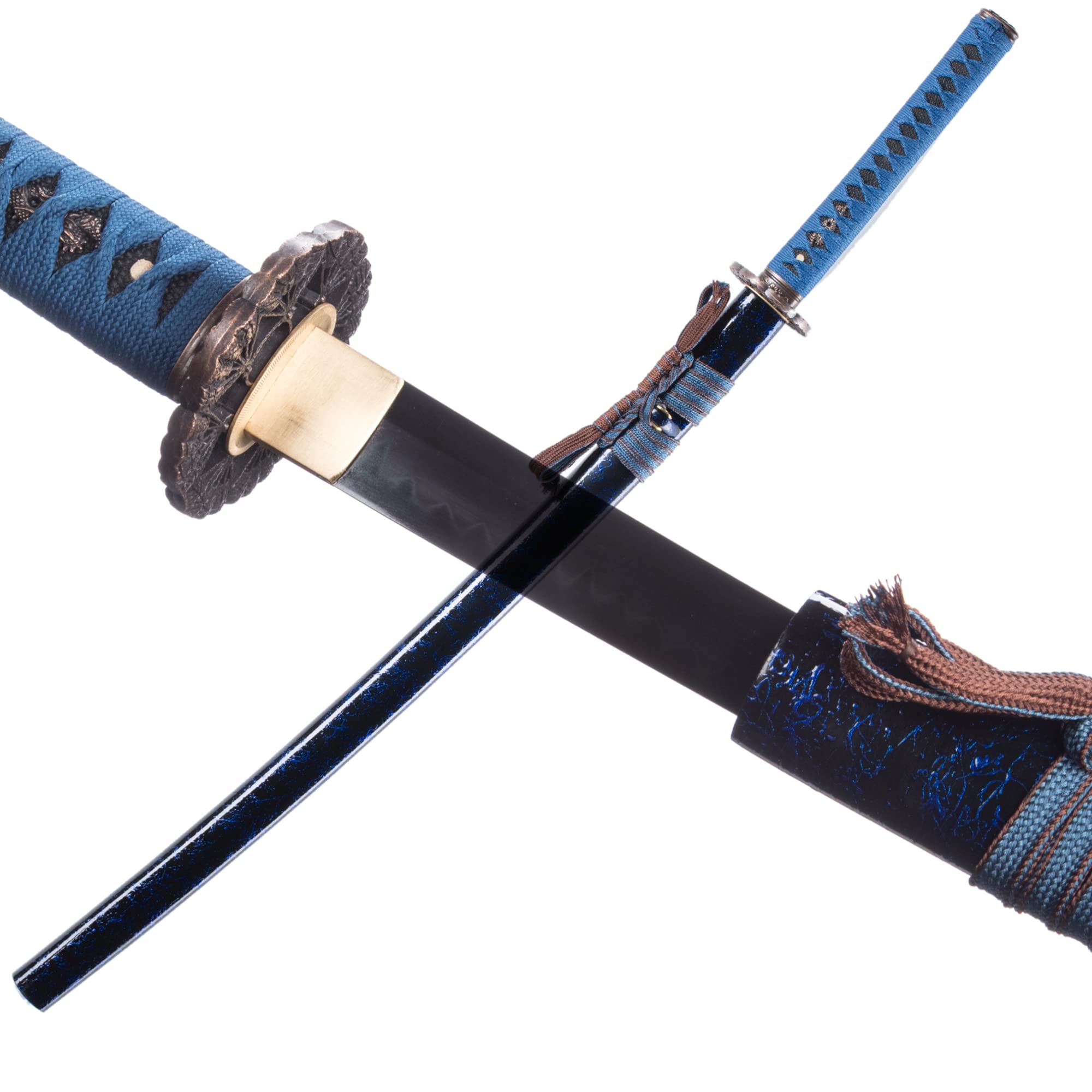 Authentic Japanese Katana Sword - T10 Steel Blue Katana, Cold Steel Blade for Training, Cosplay & Anime Enthusiasts | Perfect for Sasuke & Tanjiro Fans, Martial Arts Practice & Display