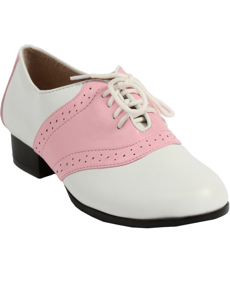 Pink and White Saddle Shoes for Women - 1920s Style Vintage Flats - Perfect for Retro Outfits, Costume Parties & Everyday Wear