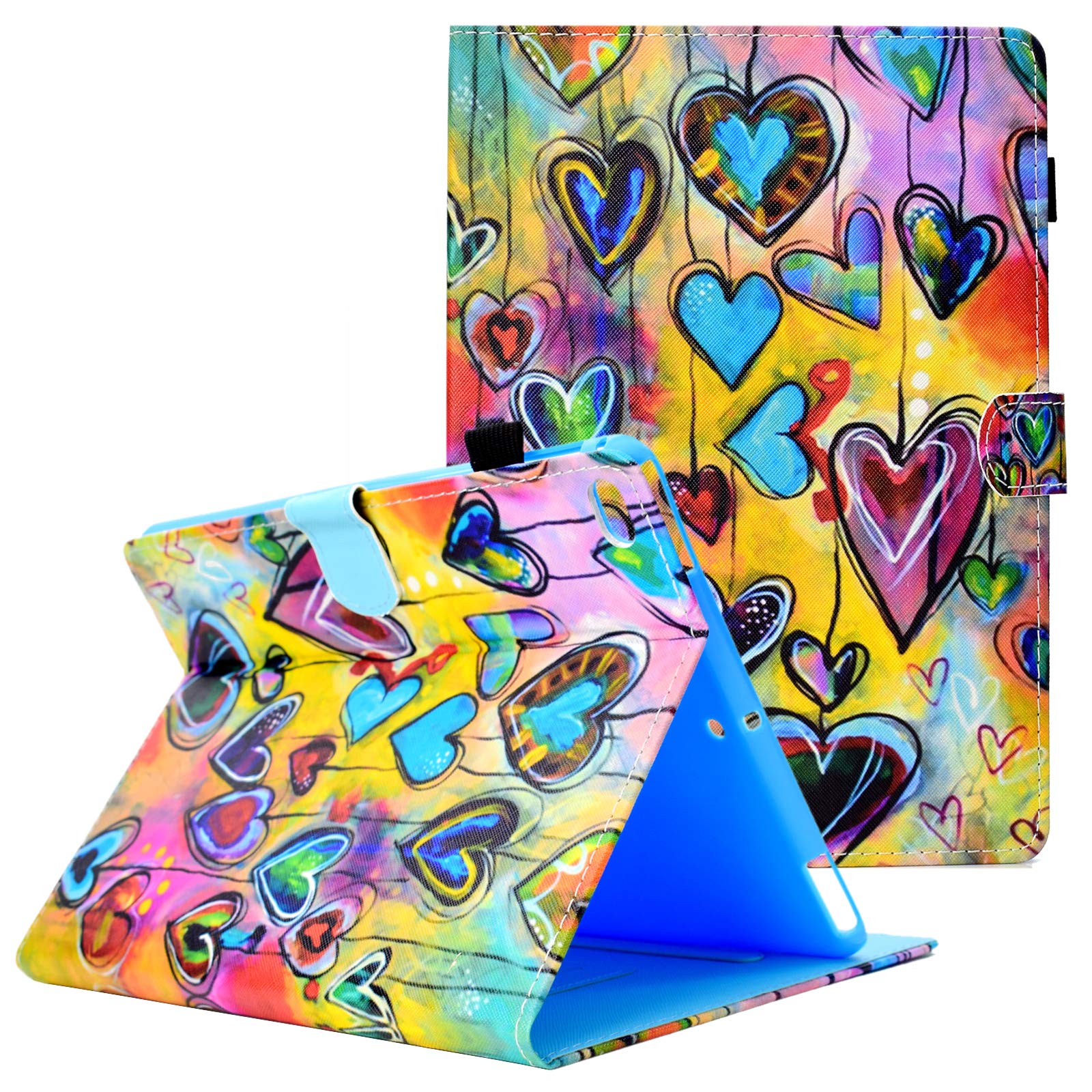 Premium PU Leather Case for Apple iPad 9.7 inch (6th/5th Gen, Air 1/Air 2) - Auto Sleep/Wake, Pencil Holder & Shockproof Cover - Rainbow Love Design | Perfect for Work, School & Travel Protection