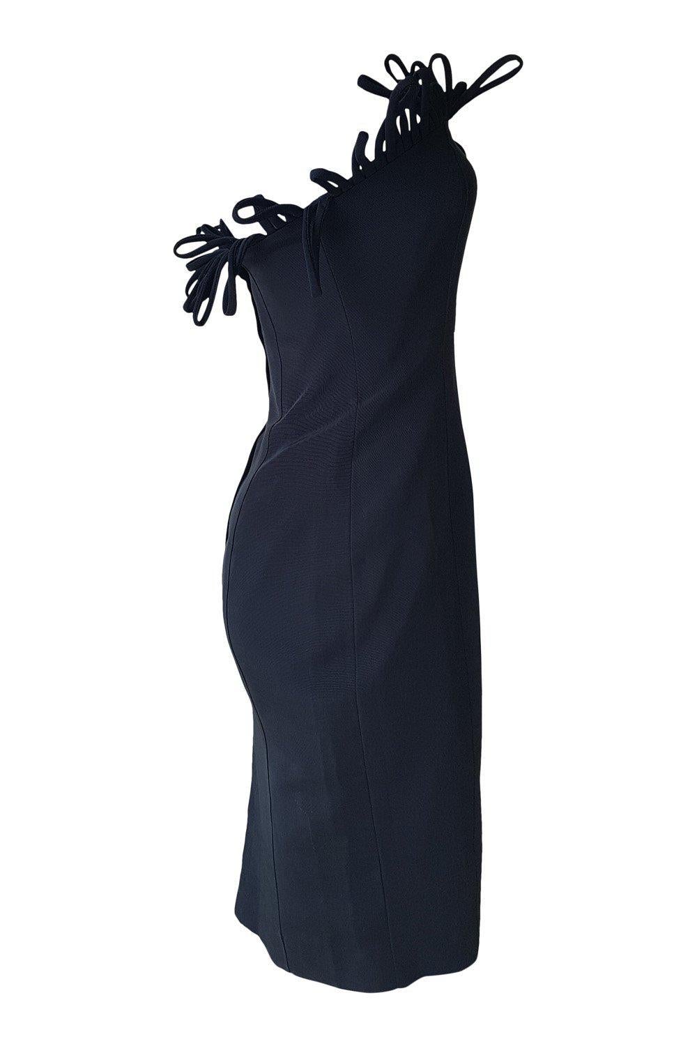 BEN DI LISI Benedetto Black Fitted Bandeau Dress - UK Size 10 | Slimming Bodycon Evening Gown for Cocktail Parties, Date Nights & Special Occasions