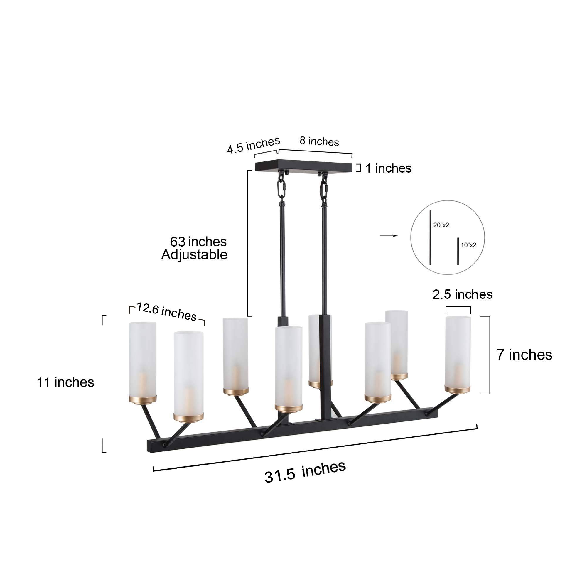 Black Gold 8-Light Modern Farmhouse Chandelier - 31.5