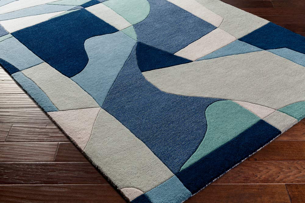 Surya Forum Square Area Rug 4x4 Feet - Soft Modern Blue Indoor Rug for Living Room, Bedroom, Office Decor