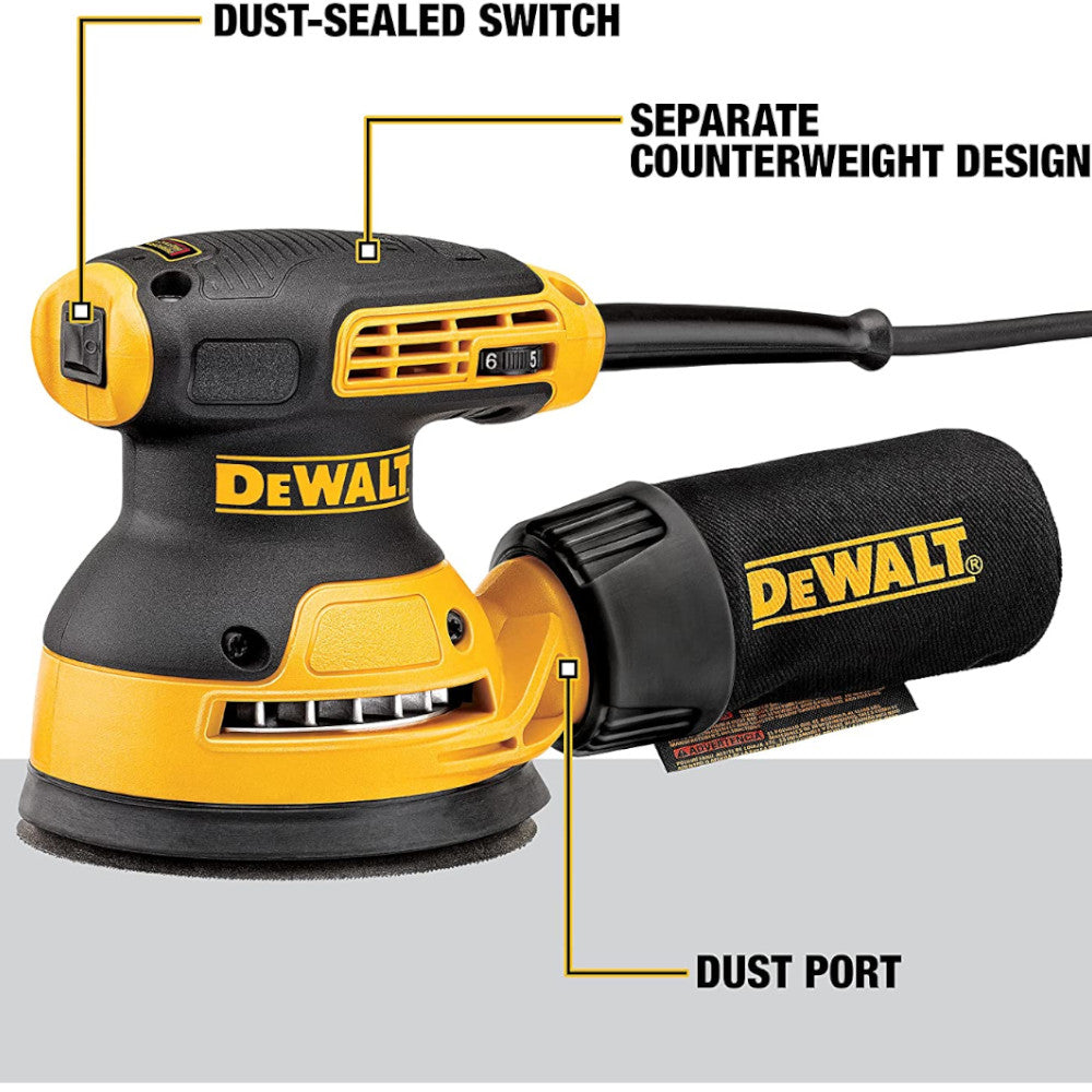 DEWALT DWE6423 5-Inch Variable Speed Random Orbit Sander - Certified Refurbished with Warranty | Perfect for Woodworking, Sanding & Finishing Projects