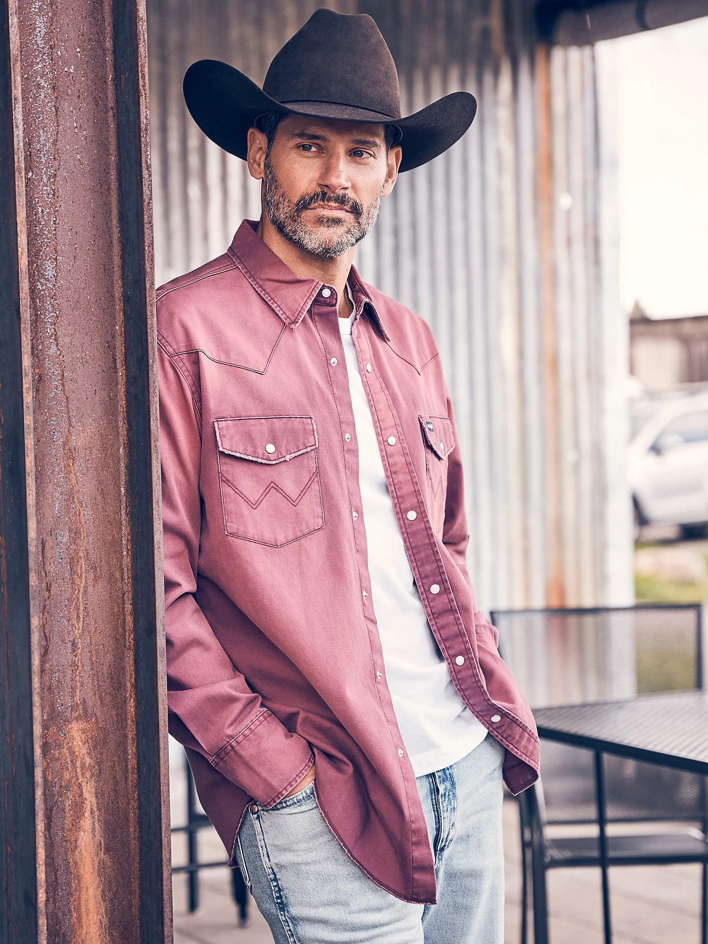 Vintage Inspired Western Snap Work Shirt for Men - Burgundy Plaid Flannel Shirt with Pearl Buttons - Perfect for Cowboy Rodeo, Country Music Festivals & Casual Outdoor Wear