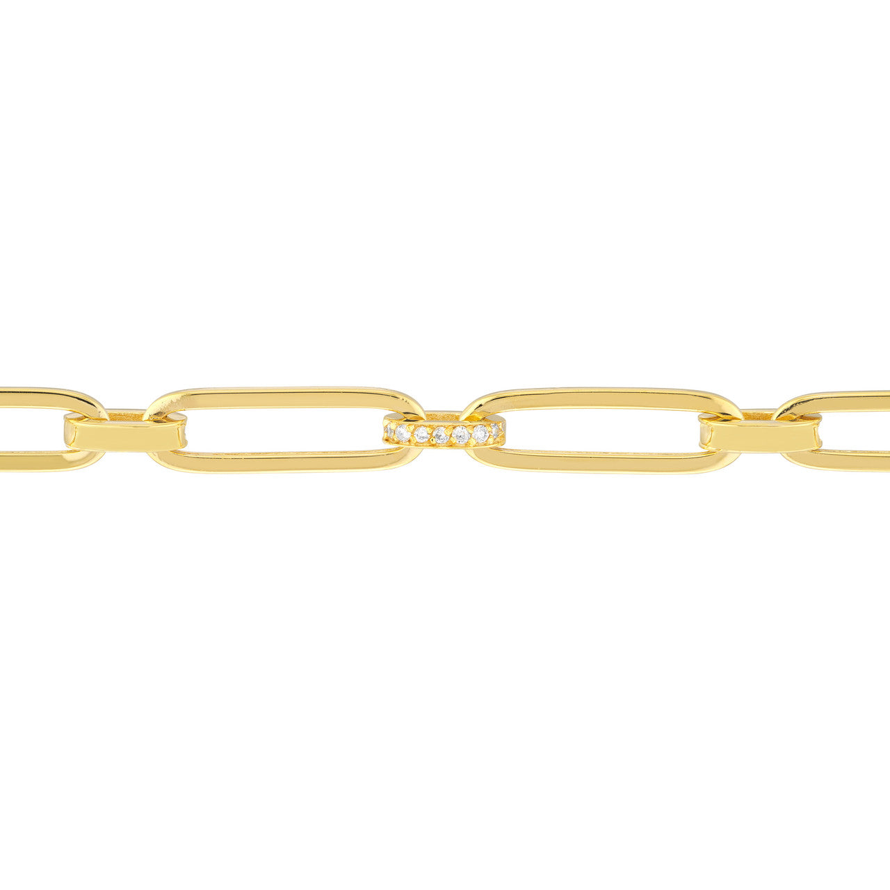 14K Yellow Gold Diamond Pavé Paperclip Chain Bracelet for Women - Elegant Stackable Jewelry for Everyday Wear & Special Occasions