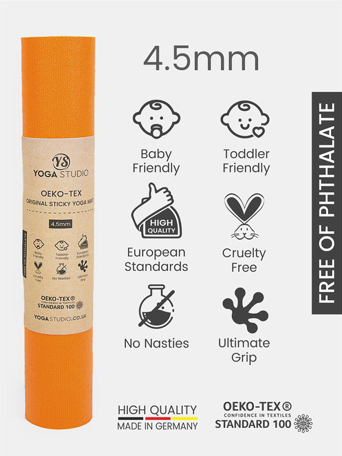 Premium Non-Slip Yoga Mat 4.5mm Thick - OEKO-TEX Certified, Eyelet for Hanging - Perfect for Hot Yoga, Pilates & Home Workouts