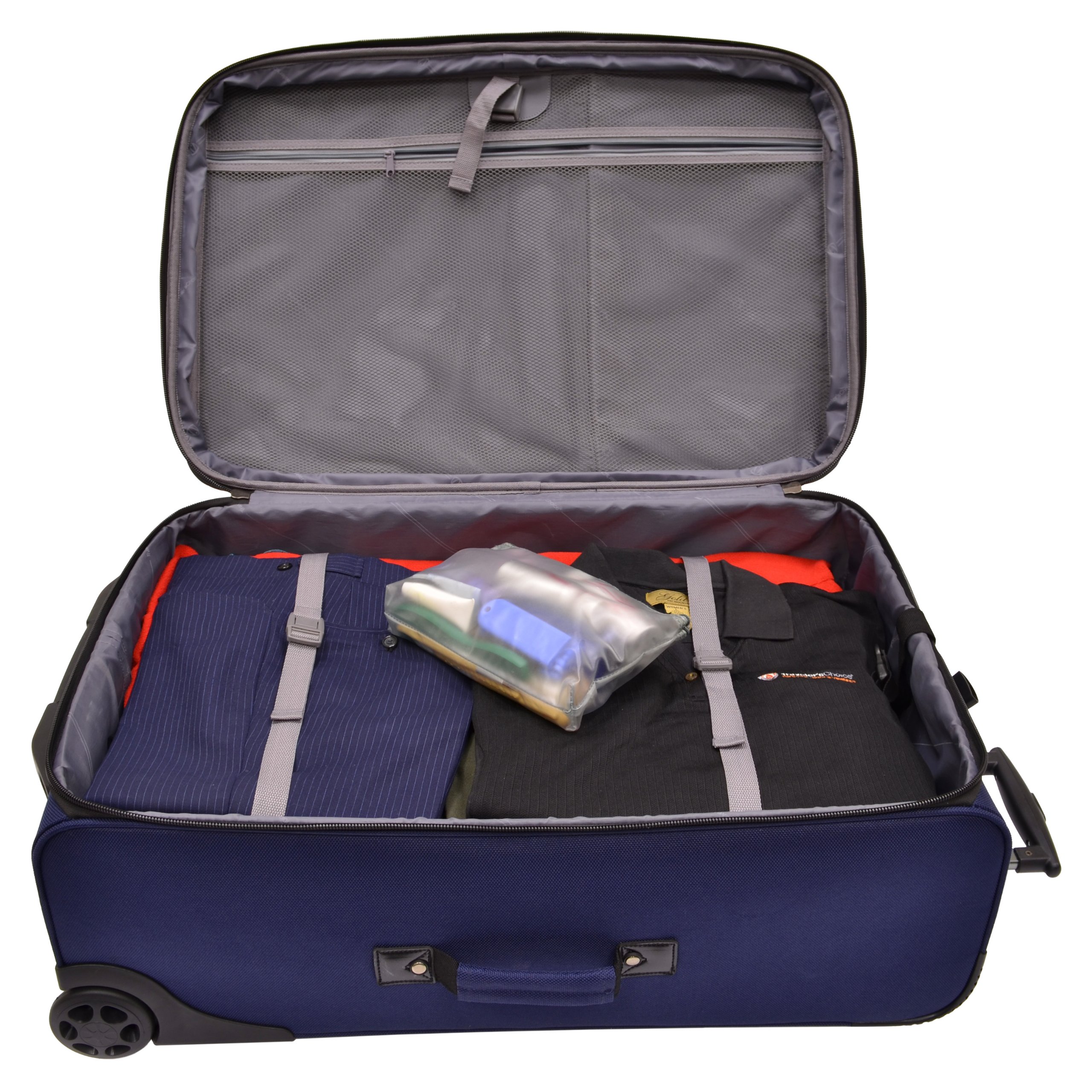 Traveler's Choice Expandable Durable 25-Inch Checked Luggage - Navy Blue Rollaboard Suitcase for Air Travel, Business Trips & Vacation Packing
