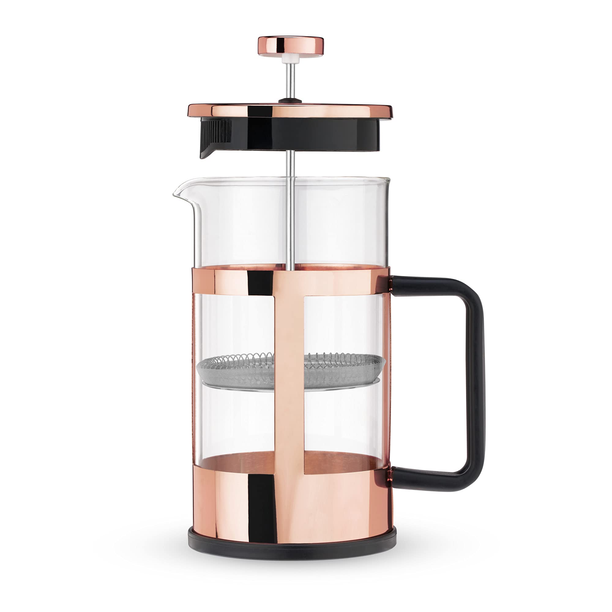 Pinky Up Piper Tea Press Pot - 34 oz French Press Coffee Maker for Loose Leaf Tea & Coffee, Hot & Iced Beverage Brewer in Rose Gold - Perfect for Home, Office & Outdoor Use