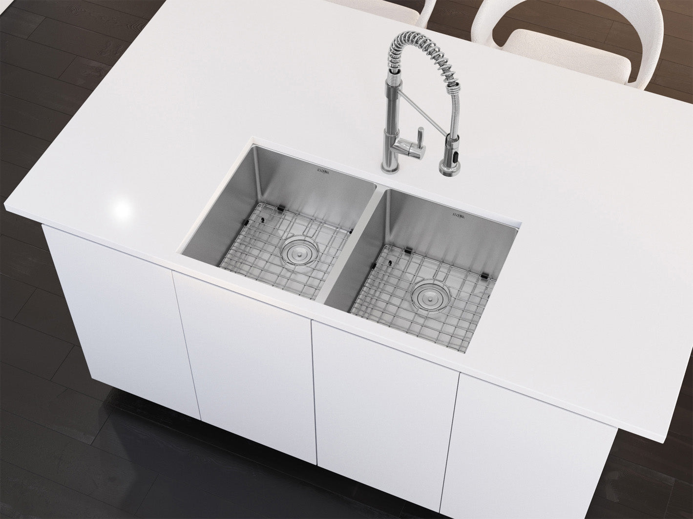 Prestige Series 32-Inch Undermount Stainless Steel Double Bowl Kitchen Sink - 50/50 Design with Satin Finish, Drain Grids & Strainers - Perfect for Modern Kitchens, Food Prep, and Busy Households