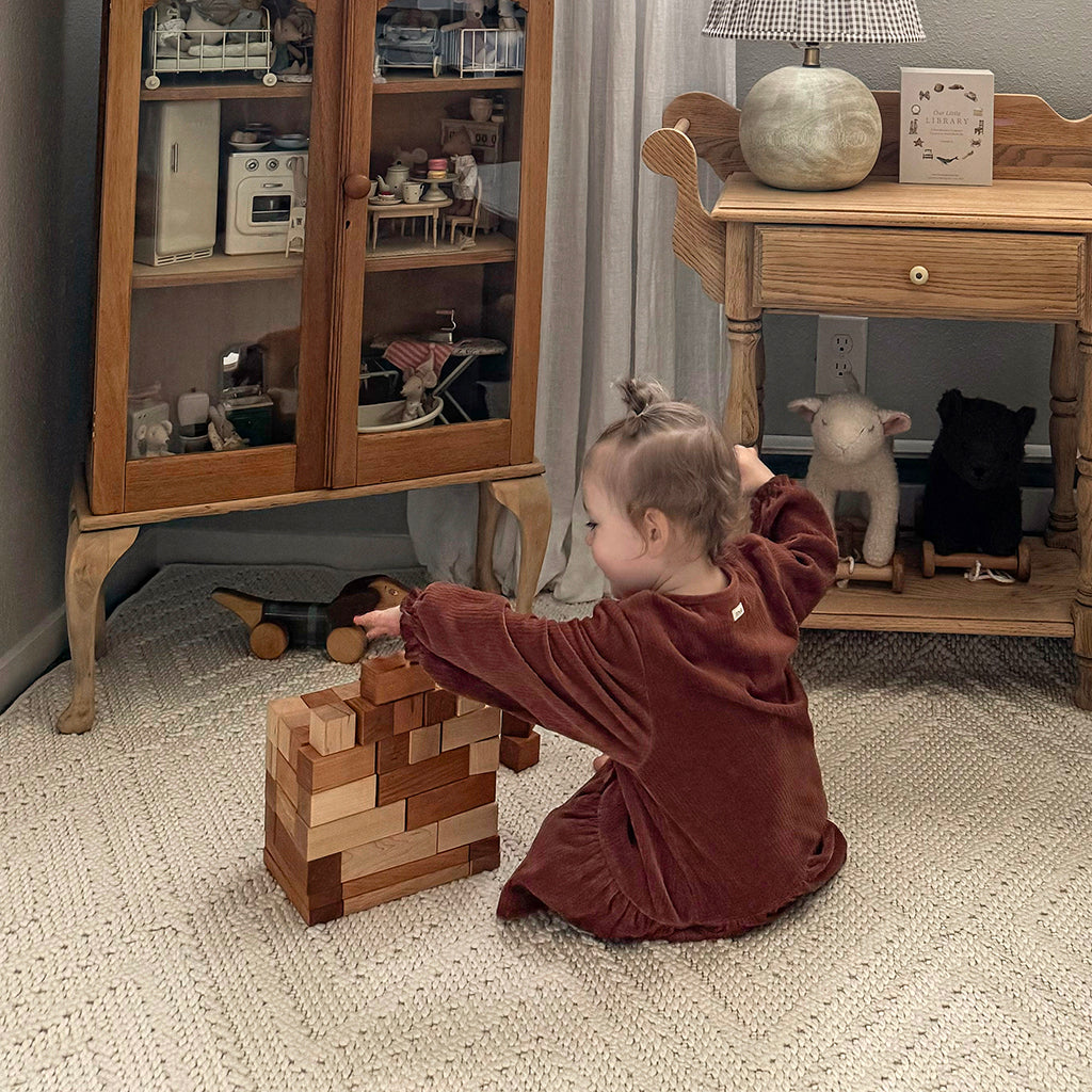 50-Piece Wooden Building Blocks Set - Natural Wood Kids Educational Toys for Toddlers & Preschoolers - Perfect for Creative Play, Learning & STEM Activities at Home or School