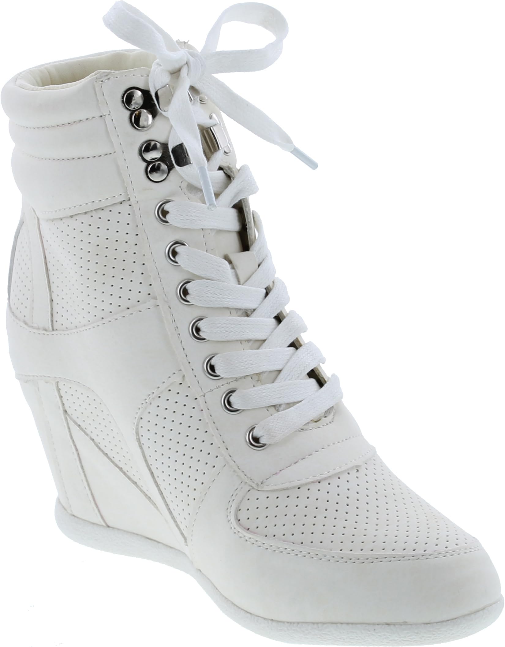 TZ 56 Women's High Top Sneakers - Fashion Classic Lace Up Comfortable Wedge Walking Shoes for Casual Outfits & Daily Wear