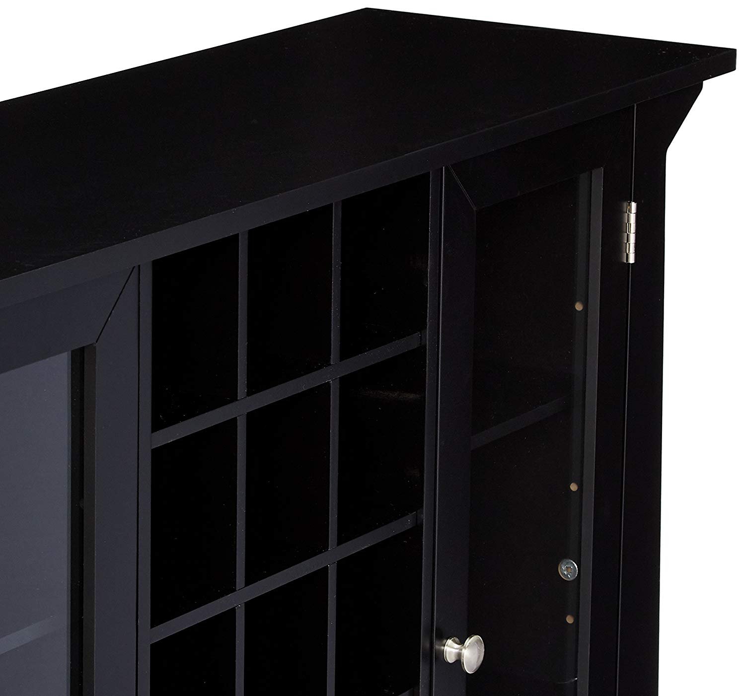 KB Designs - 12-Bottle Wine Rack Sideboard Buffet Bar Cabinet with Storage, Black - Perfect for Dining Room, Living Room, or Home Bar Organization