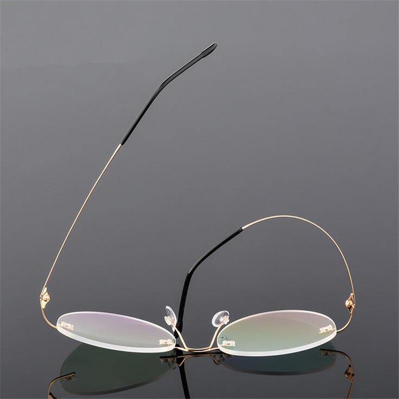 Retro Round Foldable Ultra Light Blue Light Blocking Computer Glasses - Memory Frame Rimless Eyewear for Men & Women - Perfect for Office, Gaming & Screen Time