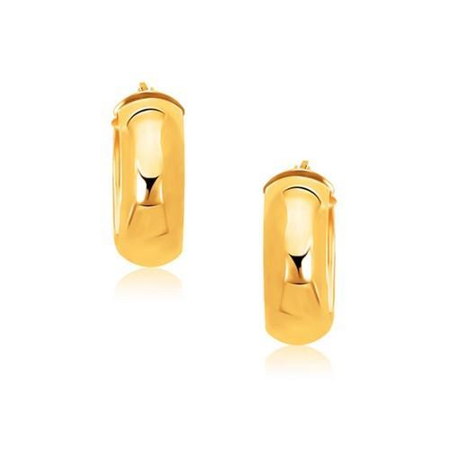 14K Yellow Gold Medium Hoop Earrings with Secure Snap Lock Closure - Elegant Everyday Jewelry for Women, Perfect for Work, Parties & Special Occasions