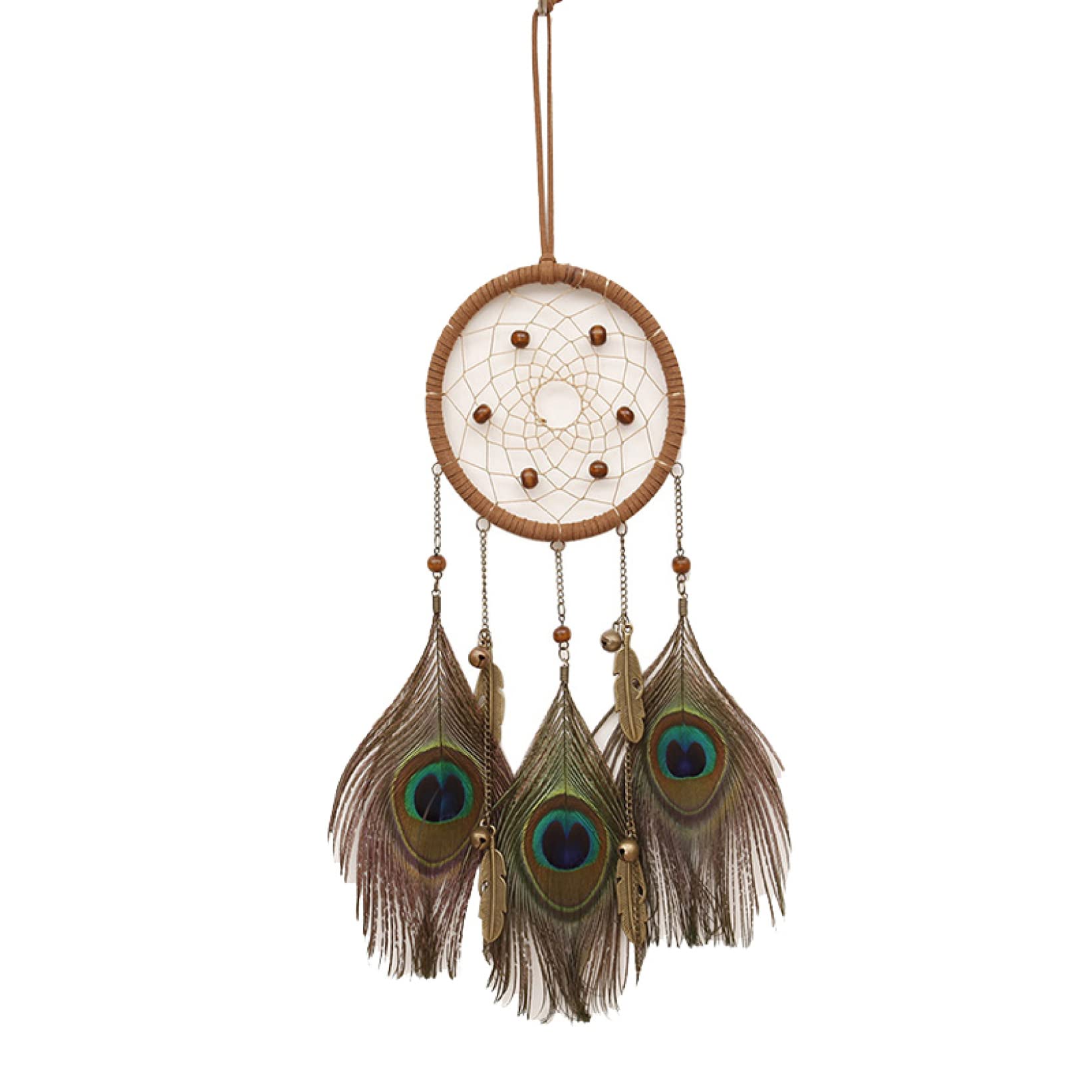 Handmade Mini Car Dream Catcher Wind Chime with Natural Feathers & Beads - Boho Chic Hanging Ornament for Car Mirror, Bedroom Wall Decor (Perfect for Gifts, Meditation Spaces & Nursery Decor)