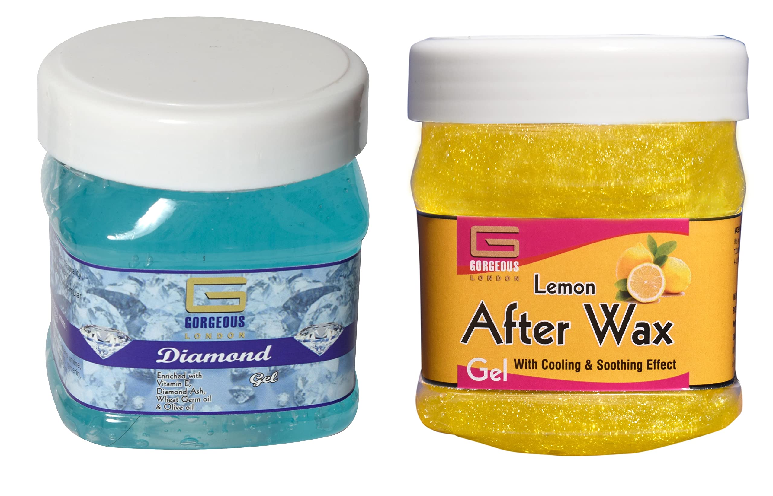 Premium London Diamond Gel & Lemon After Wax Gel Duo (2-Pack, 450ml Each) – Soothing Post-Wax Care for Smooth, Glowing Skin at Home & Salon