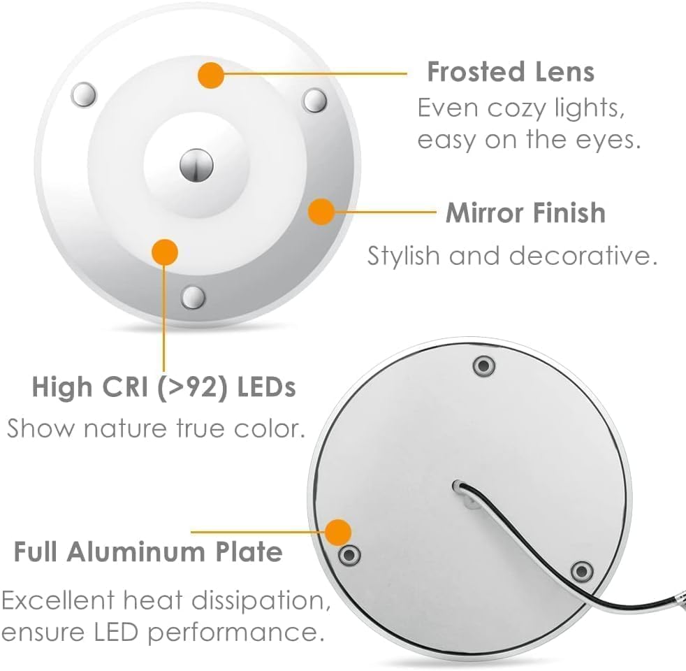 12V 4.75 Inch Dimmable LED Ceiling Dome Light - 400LM Cool White Interior Lighting for RV, Boat, Camper Van, Travel Trailer & Truck - Blue Night Light with Touch Switch - Perfect for Bedroom, Cabin & Vehicle Interior Lighting