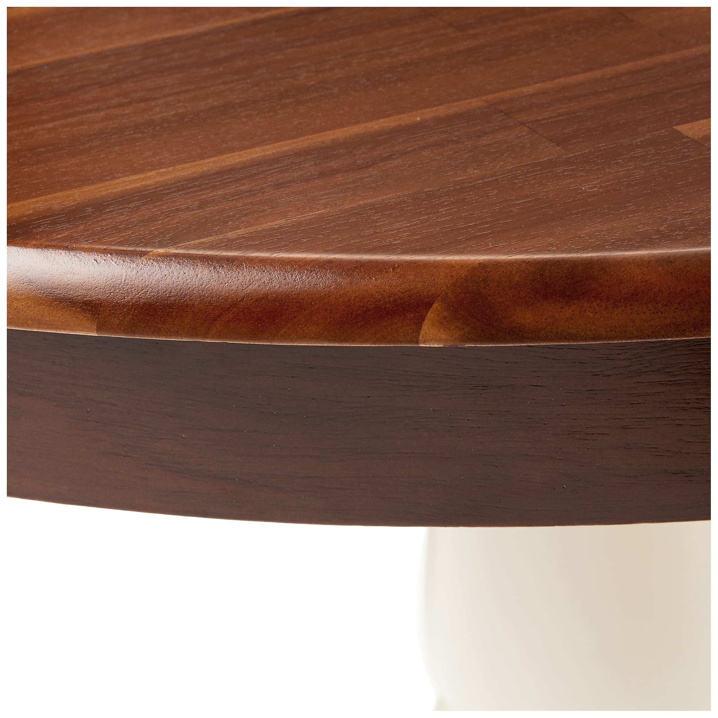 Antique Walnut & Linen White 36 Inch Round Pedestal Dining Table - Solid Wood Kitchen Table with Sturdy Base for Small Spaces, Breakfast Nooks & Cozy Dining Rooms - East West Furniture AMT-WLW-TP