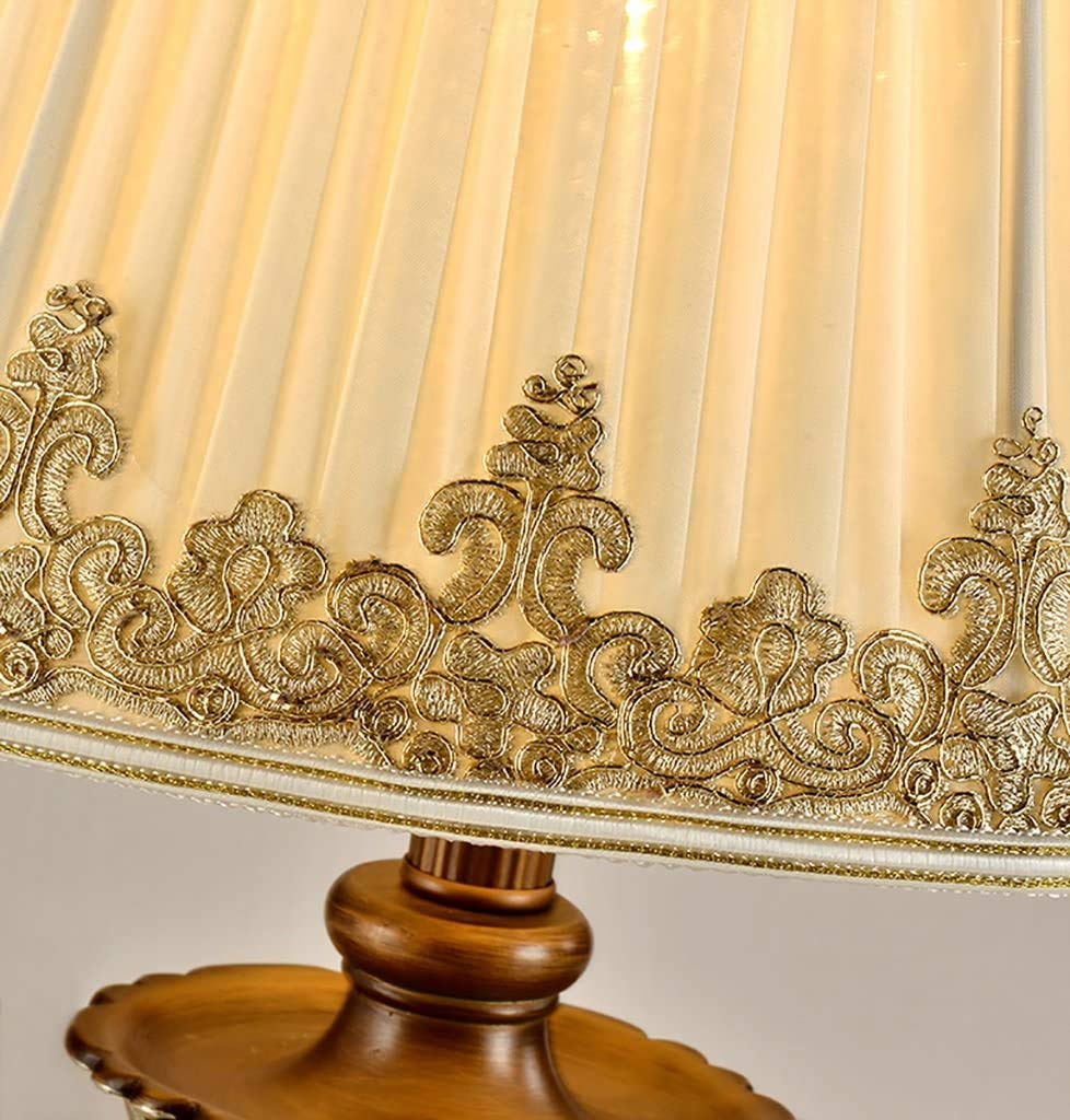 Vintage European Style Desk Lamp with Plug-in Button Switch - Cloth Lampshade & Resin Base - E26 Socket Bedroom Lighting - Perfect for Home Office, Study Room, and Nightstand Reading Light