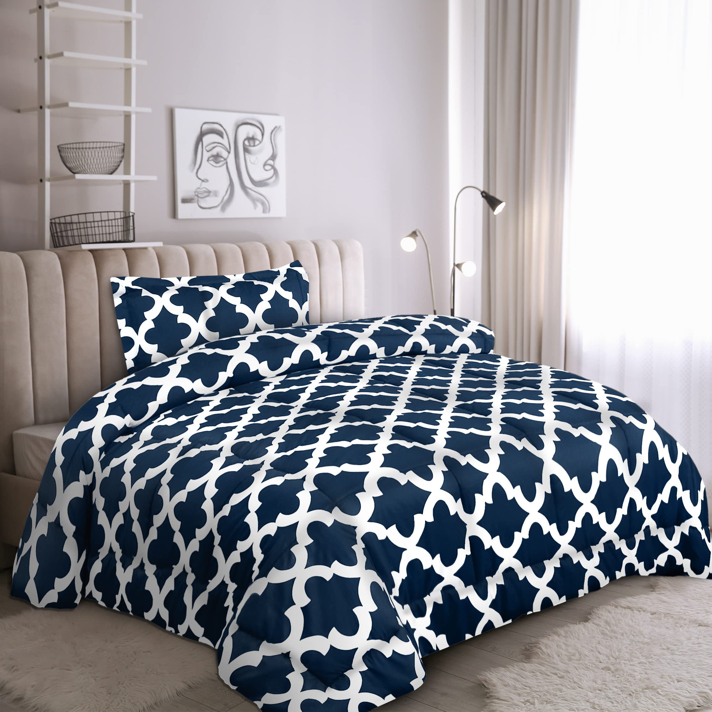 Utopia Bedding 2-Piece Comforter Set with Pillow Sham - Twin Size Navy Blue Down Alternative Bedding - Soft, Comfortable & Machine Washable for Cozy Nights - Perfect for Guest Rooms, Dorms & Apartments