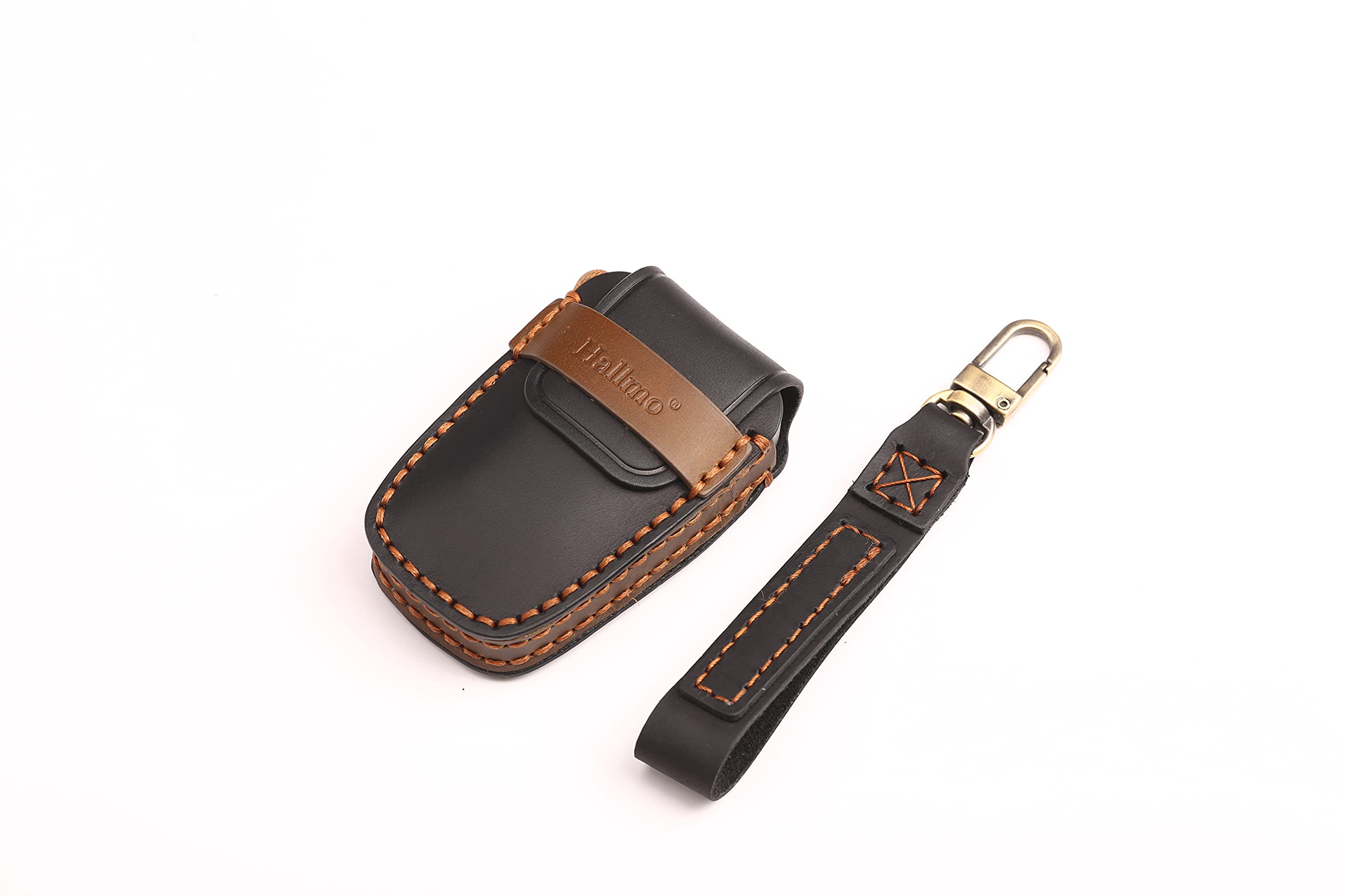 Genuine Leather Handmade Key Fob Cover - Premium Car Key Protector Case for Toyota Camry, RAV4, Corolla, Highlander, Land Cruiser, Prado (Fits 3/4/5/6 Button Keys, Black) - Perfect for Daily Use, Travel & Key Protection
