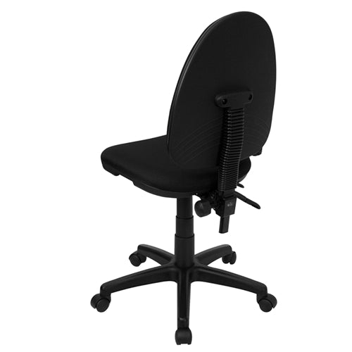 FLASH Mid Back Black Fabric Ergonomic Office Chair - Adjustable Lumbar Support & 360° Swivel - Perfect for Home Office, Gaming & Workspace Comfort