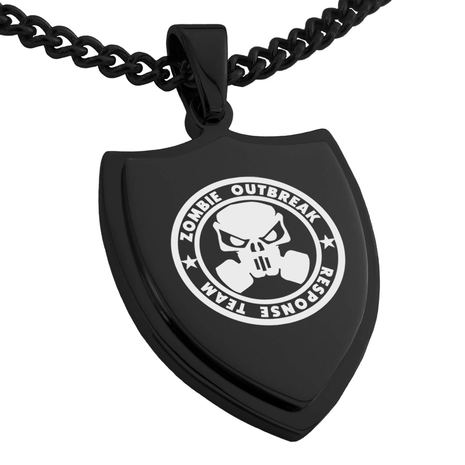 Stainless Steel Bio Zombie Outbreak Response Team Shield Pendant Necklace for Men - Survival Gear & Apocalypse Cosplay Accessory