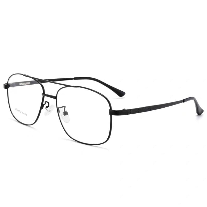 Bclear N2256 Men's Double Bridge Full Rim Alloy Square Eyeglasses - Stylish Reading Glasses for Work, Driving & Everyday Use