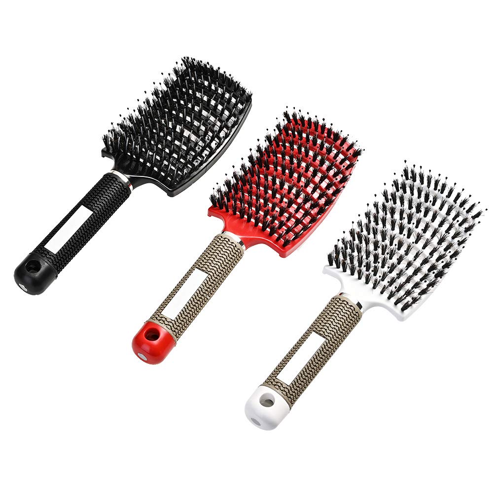 KAYLRE Professional Afro Comb for Women - Detangling Wet Hair Brush with Massage Tips, Styling Tool for Natural & Curly Hair - Perfect for Salon & Home Use (Blue with Hair)
