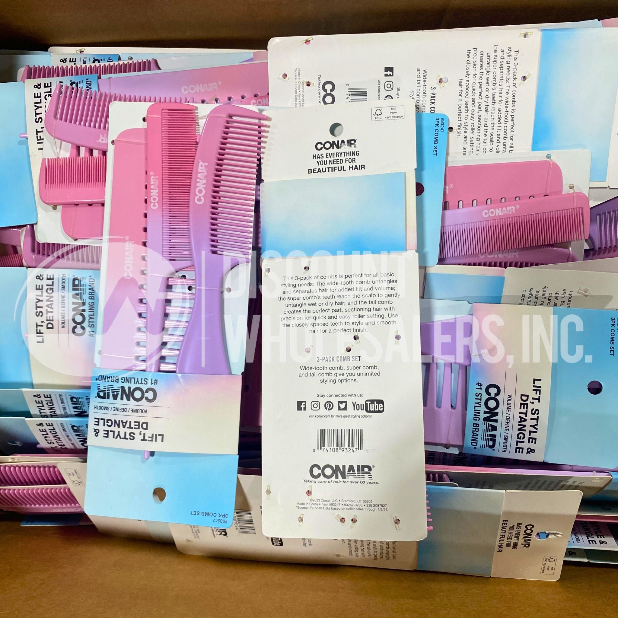 Conair Lift Style & Detangle Hair Brush - 100 Pcs Bulk Pack (Pink) - Perfect for Salons, Home Use & Travel Hair Styling