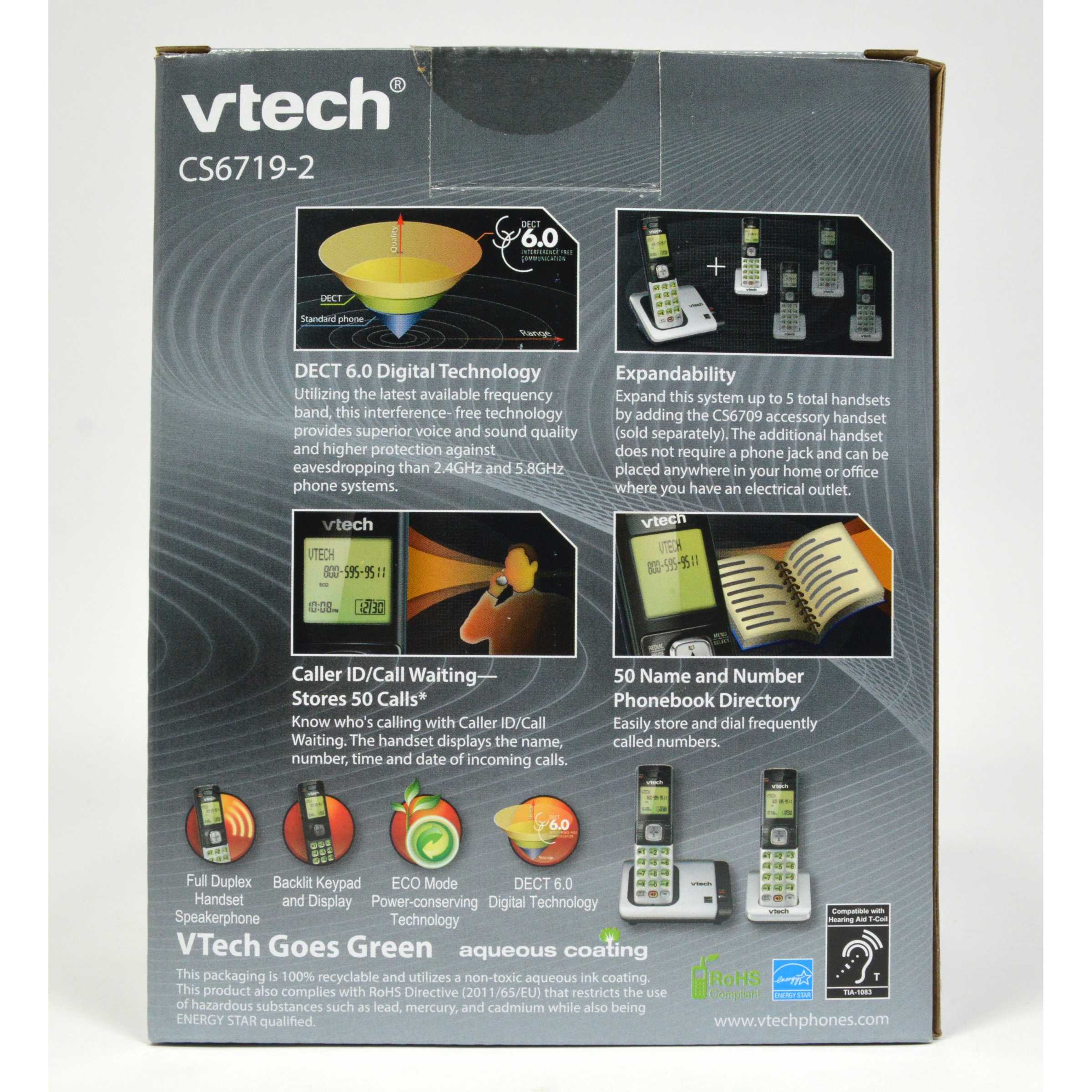 VTech CS6719 Cordless Phone Set of 2 - Brand New 2 Handset Expandable System with Caller ID & Digital Answering Machine - Perfect for Home or Office Use