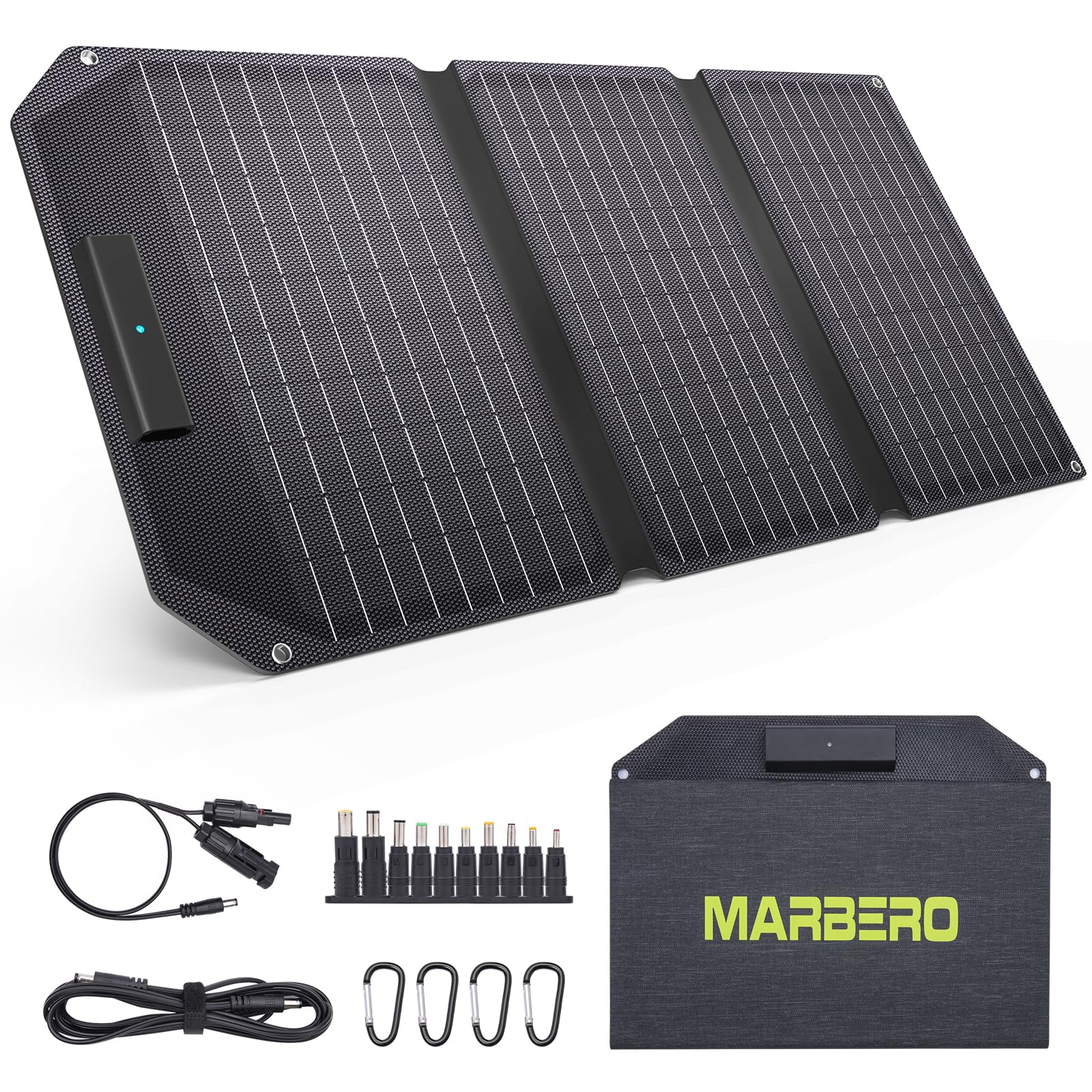 MARBERO 30W Foldable Portable Solar Charger with QC3.0 USB & Type-C Output | IP65 Waterproof Solar Panel for Power Stations, Phones, Laptops | Perfect for Camping, Hiking & Emergency Power Outages