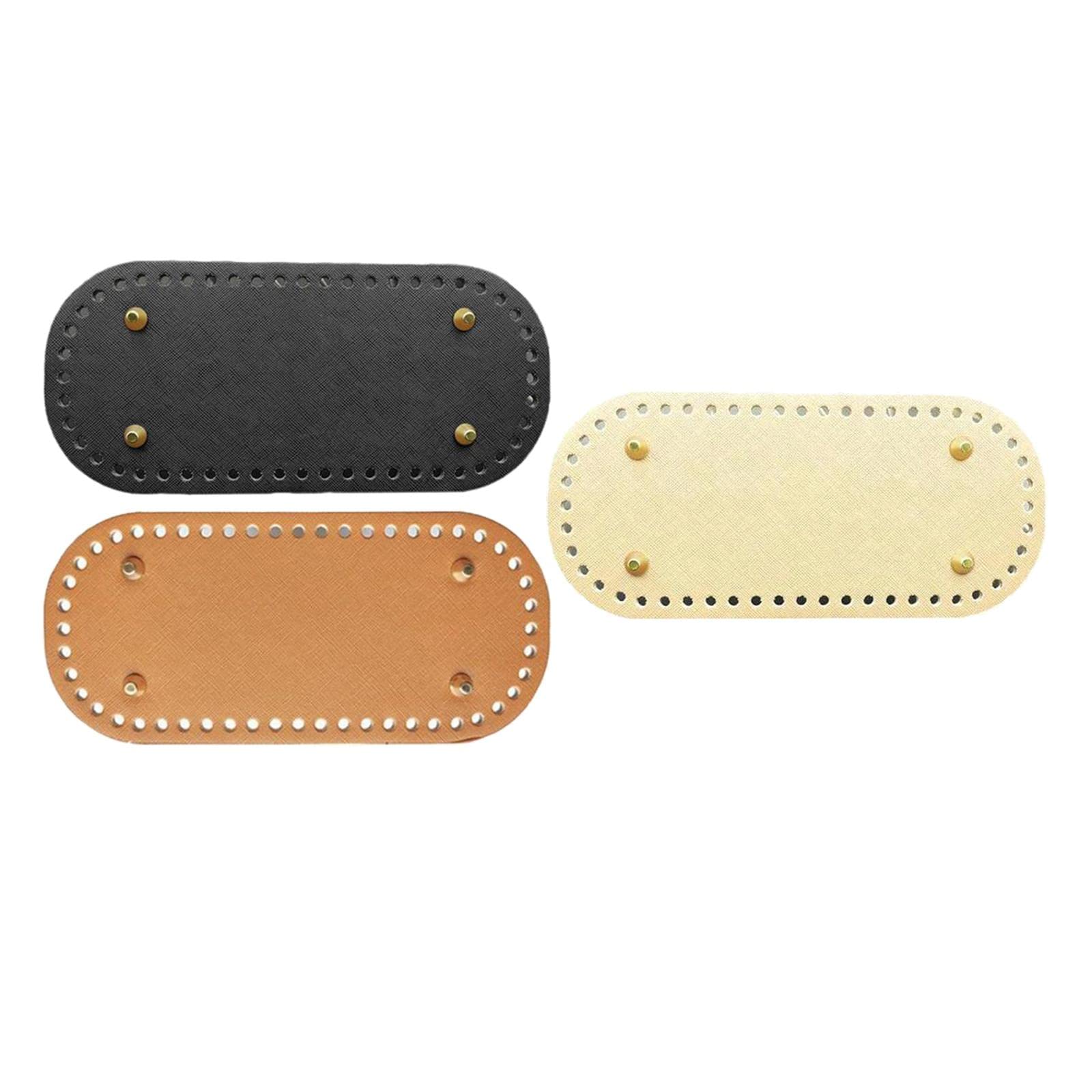 DIY Knitting Bag Base Insert - PU Leather Pre-Drilled Bottom Pad for Purse Making (Black, Brown, Apricot) - Perfect for Crafting, Pet Carriers & Handbag Repair