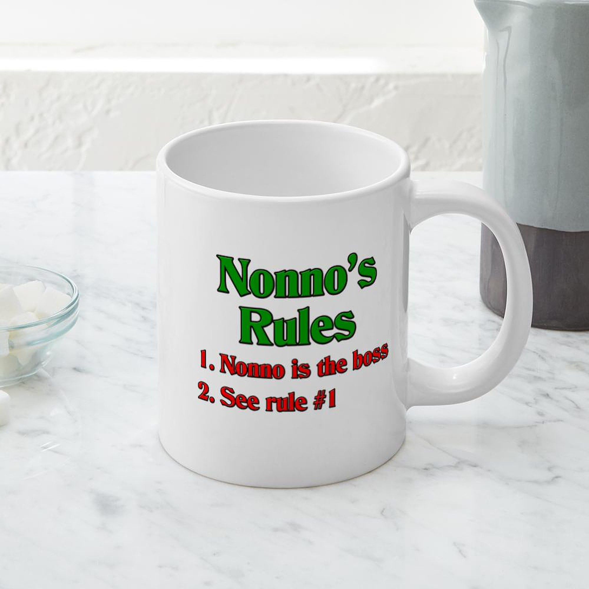 Nonno's Rules 20 oz Ceramic Coffee Mug - Large Insulated Tea Cup for Home, Office & Gifts - Funny Italian Grandpa Coffee Cup for Daily Use & Special Occasions