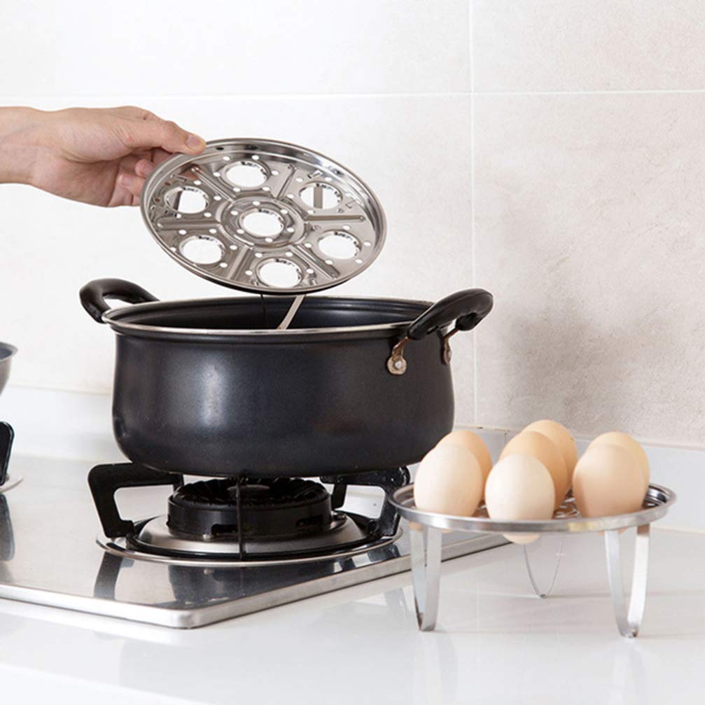 DOITOOL 2-Piece Stainless Steel Egg Steamer Rack Set - Round Steam Rack Stand for Cooking, Boiling & Poaching Eggs - Perfect for Kitchen, Camping & Meal Prep