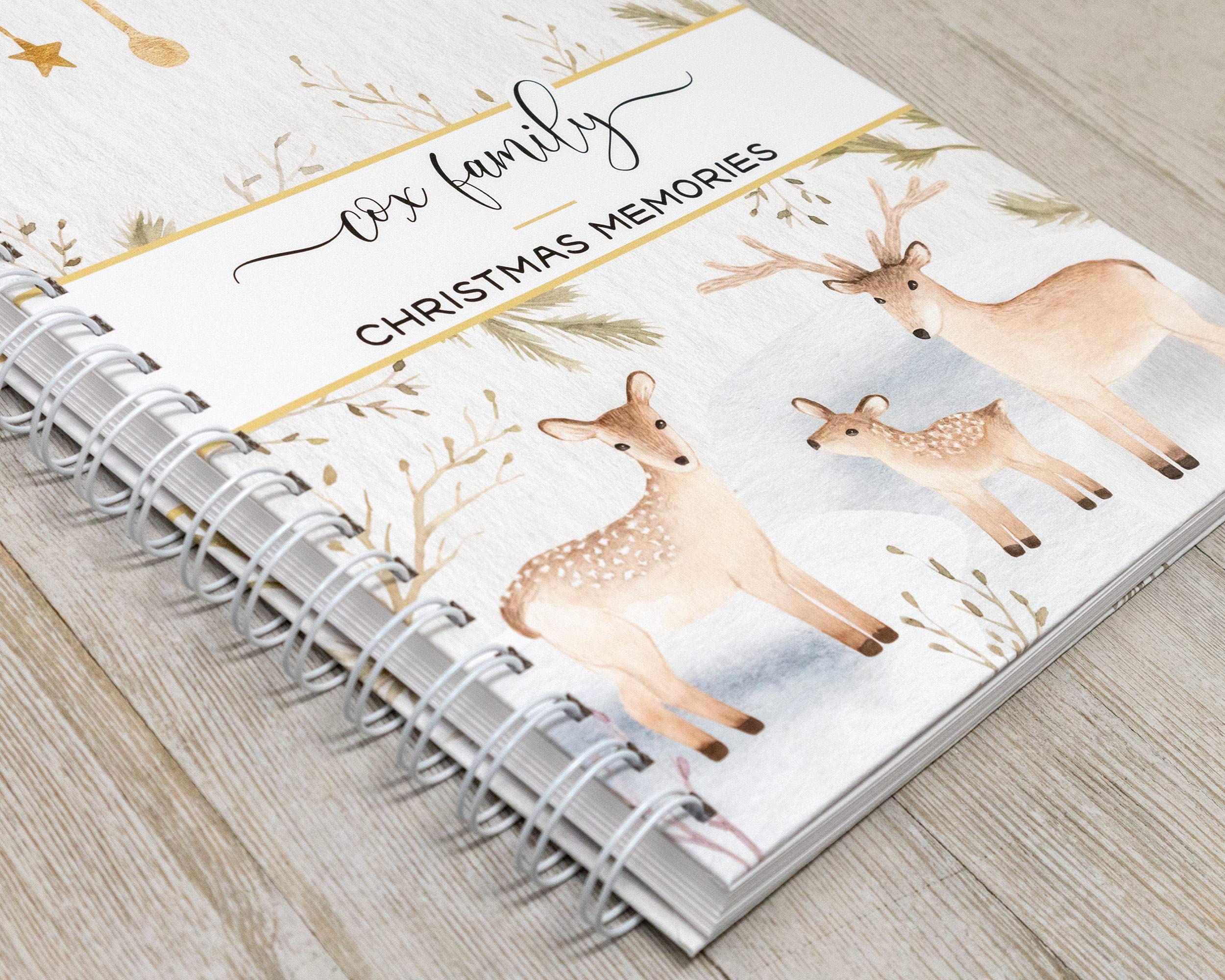 Personalized Christmas Photo Album & Memory Book - Hard Cover Santa Photo Scrapbook with Winter Deer Design - Perfect for Holiday Gifts, Family Keepsakes & Santa Visit Memories