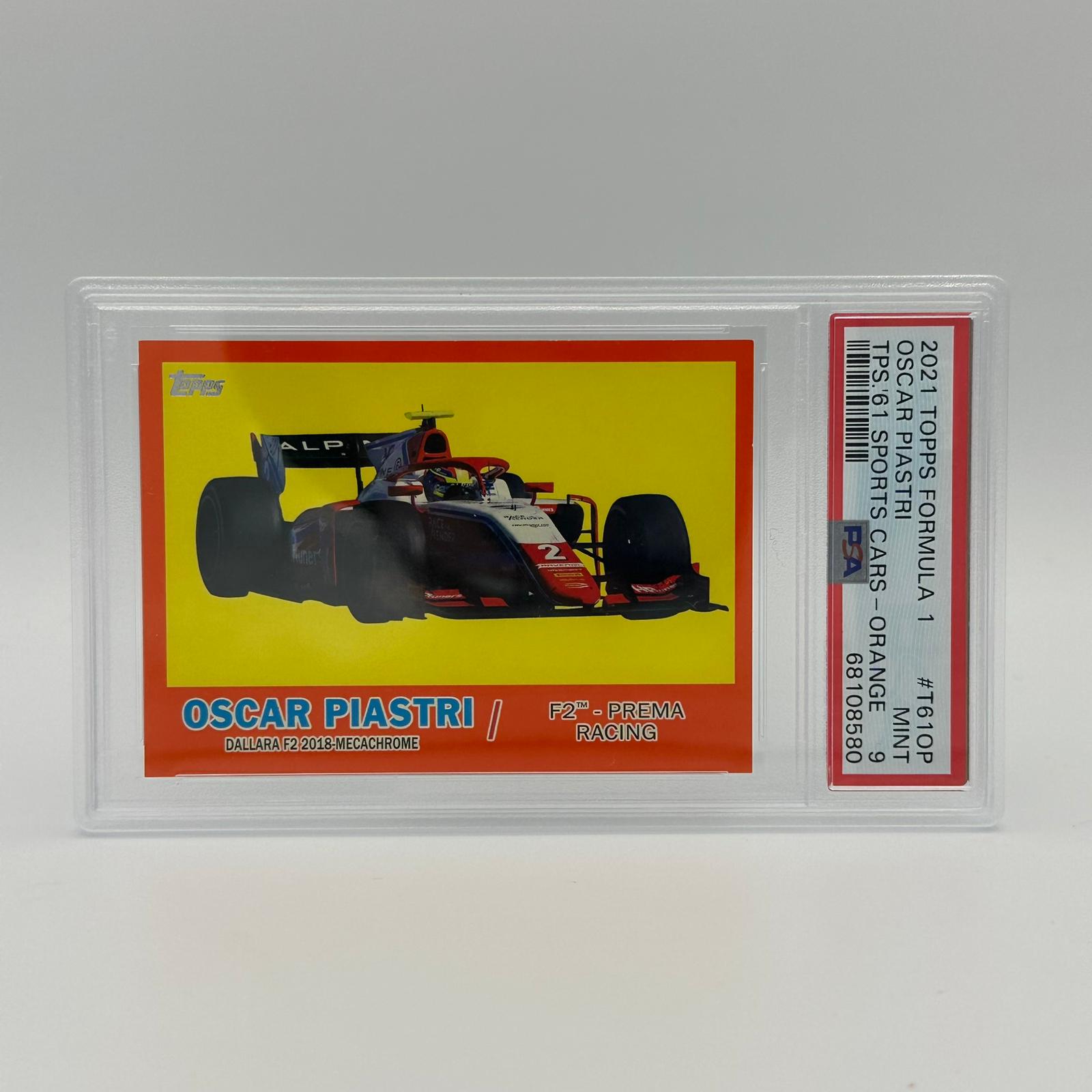 PSA 9 20/25 Oscar Piastri 1961 Sports Cars Topps Flagship Orange #T61OP - Rare Collectible Trading Card for Sports Memorabilia & Racing Fans