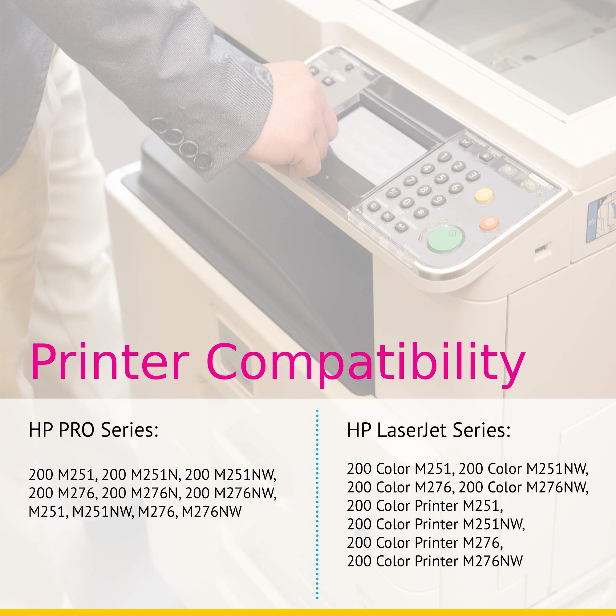 HP M276 CF211A CF212A CF213A Compatible Toner Cartridge Replacement - 3 Color Set (Cyan, Yellow, Magenta) for HP Color LaserJet Pro 200 M251NW M276NW Printers - Perfect for Home Office & Small Business Printing Needs