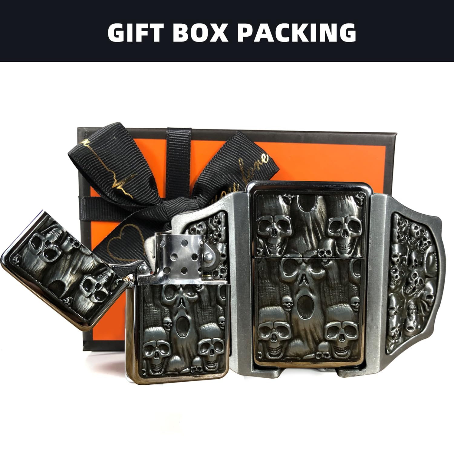 Premium Zinc Alloy Western Cowboy Belt Buckle with Hidden Kerosene Lighter - Vintage Style Black Metal Buckle for Cowboy Boots & Jeans | Perfect for Rodeo, Country Music Festivals & Western Fashion Outfits