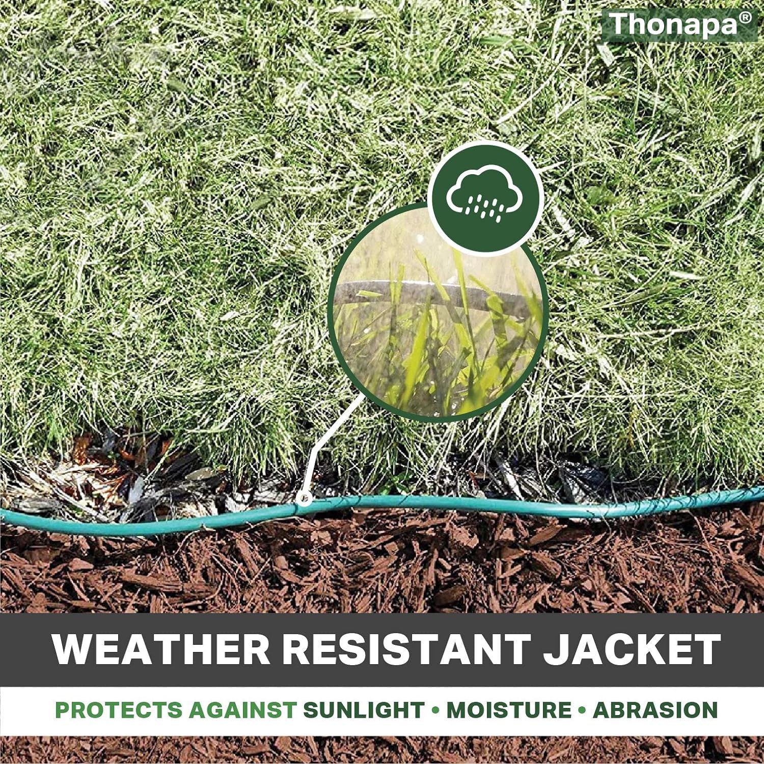 **15 ft Weatherproof Green Extension Cord (2 Pack) - 16/3 SJTW Water Resistant Outdoor Power Cable, 13 AMP, 3 Prong - Perfect for Outdoor Lights, Landscaping, Holiday Decorations & Power Tools**