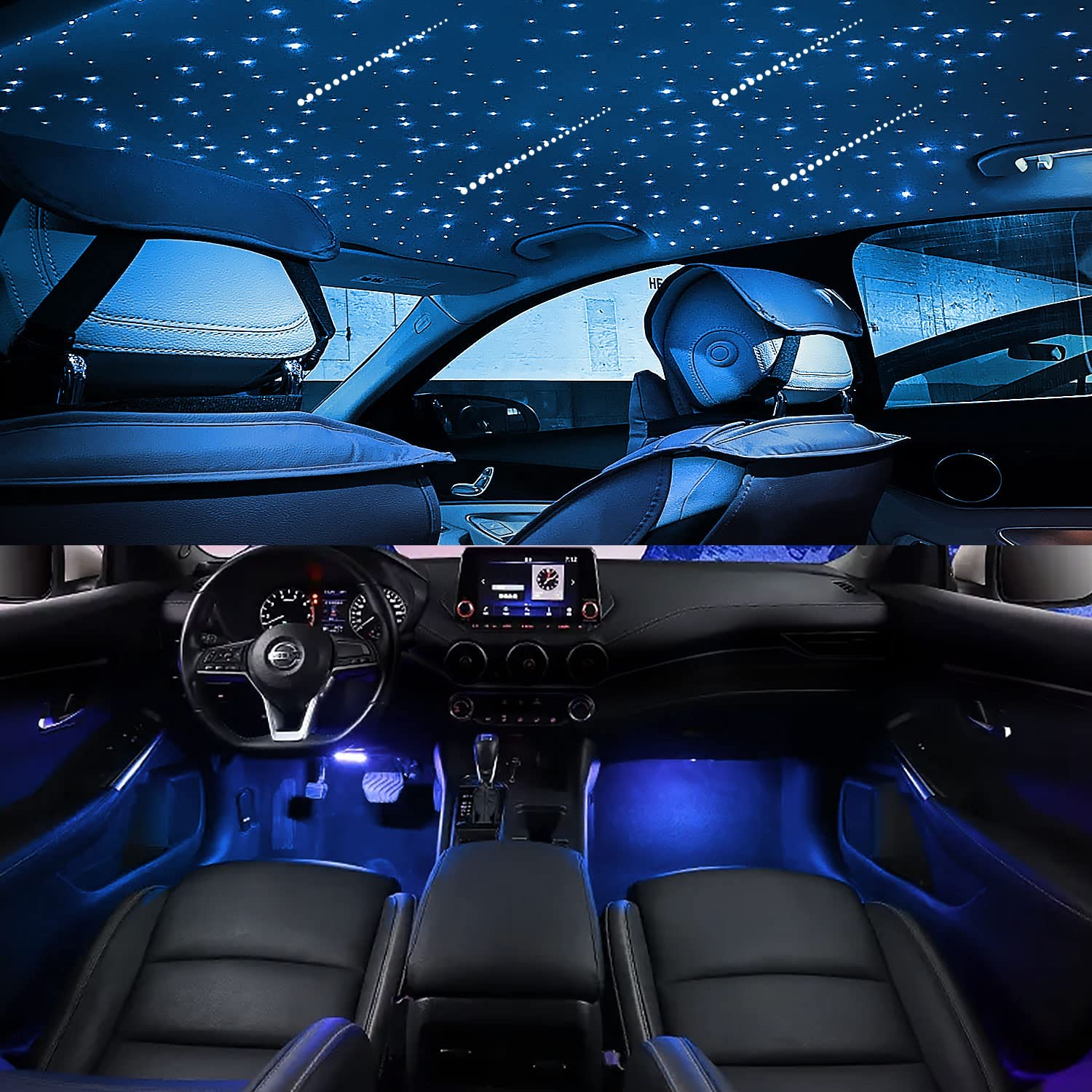 AKEPO 3-in-1 Meteor APP Fiber Optic Lights Kit - Music Sync Car LED Interior Lights with RGBW Headliner & 375pcs Mixed Diameter Optical Fiber (9.8ft/3m) + 28-Key RF Remote - Perfect for Car Customization, Home Decoration & Party Lighting