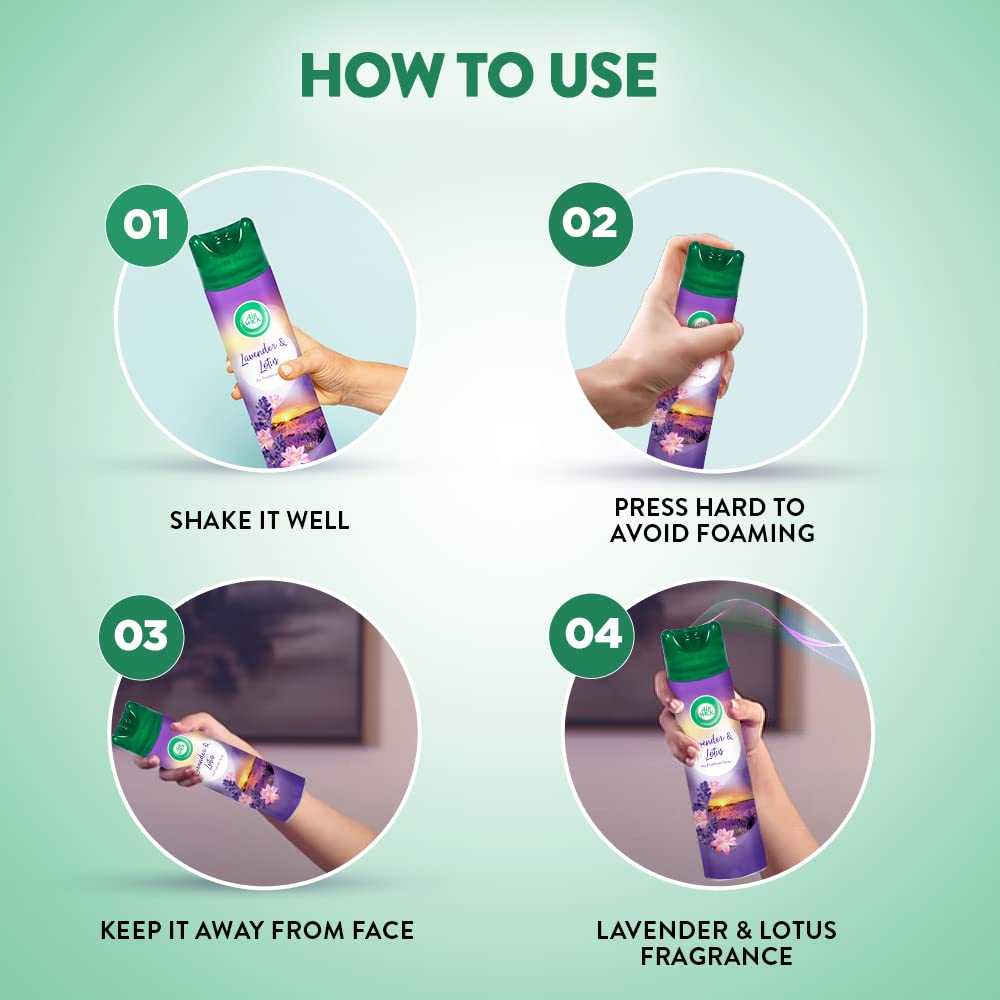 Air Wick 245ml Lavender & Lotus Room Air Freshener Spray - Long Lasting Fragrance for Home, Bathroom & Office | Eliminates Odors | Perfect for Living Rooms, Bedrooms & Small Spaces
