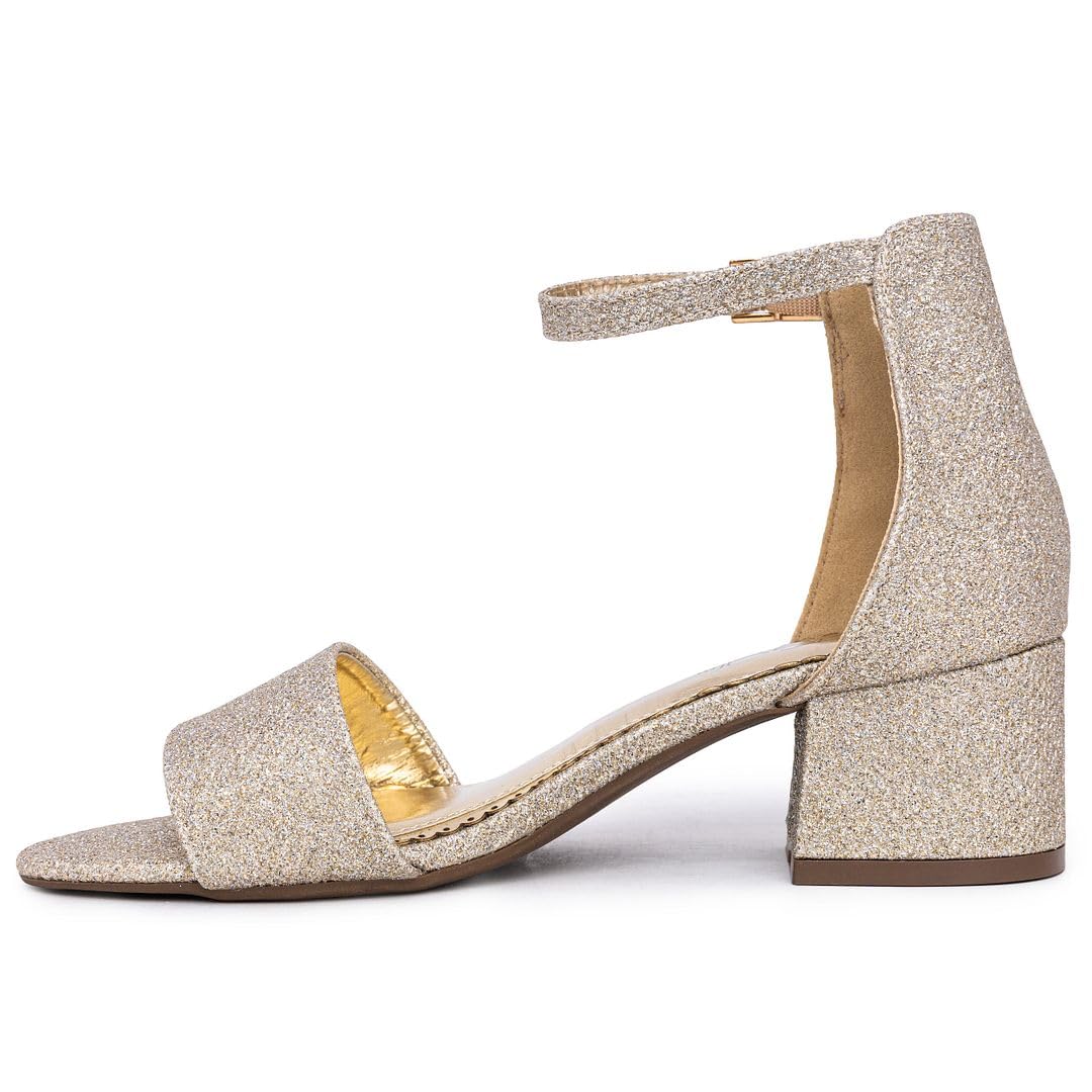 Women's Low Block Heel Ankle Strap Pump Sandals - Noelle | Two-Piece Dress Shoes for Women | Perfect for Weddings, Parties & Office Wear