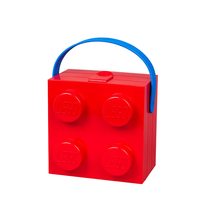 Red Lego Storage Box with Handle - Portable Toy Organizer for Kids' Room, Playroom & Travel